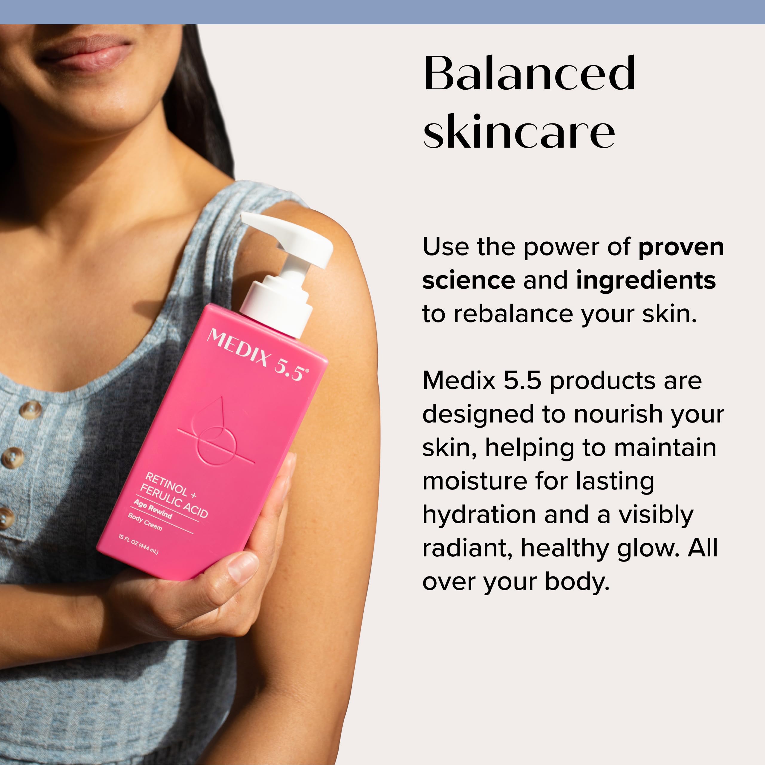 Medix 5.5 Retinol Body Lotion Skincare Moisturizer | Anti Aging Retinol Body Cream | Skin Care Tightening Lotion For Women & Men Helps Diminish Look Of Crepey Skin, Wrinkles, & Fine Lines, 15 Fl Oz