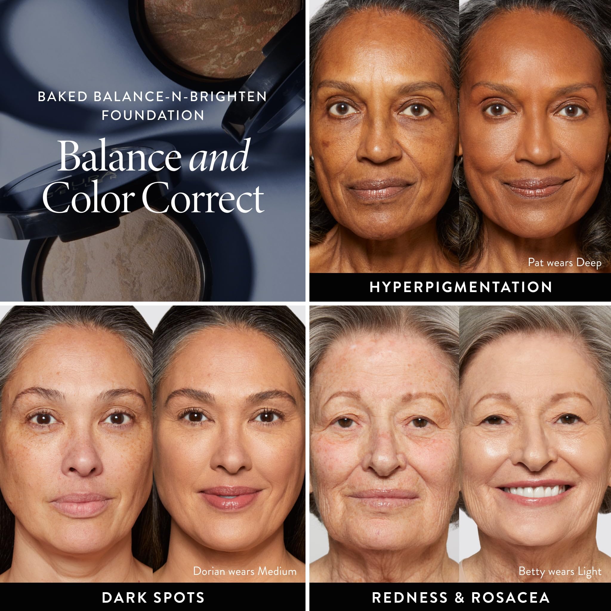 LAURA GELLER Baked Balance-n-Brighten Colour Correcting Powder Foundation (Sand) Buildable Light to Medium Coverage Baked Foundation, Demi-Matte Finish