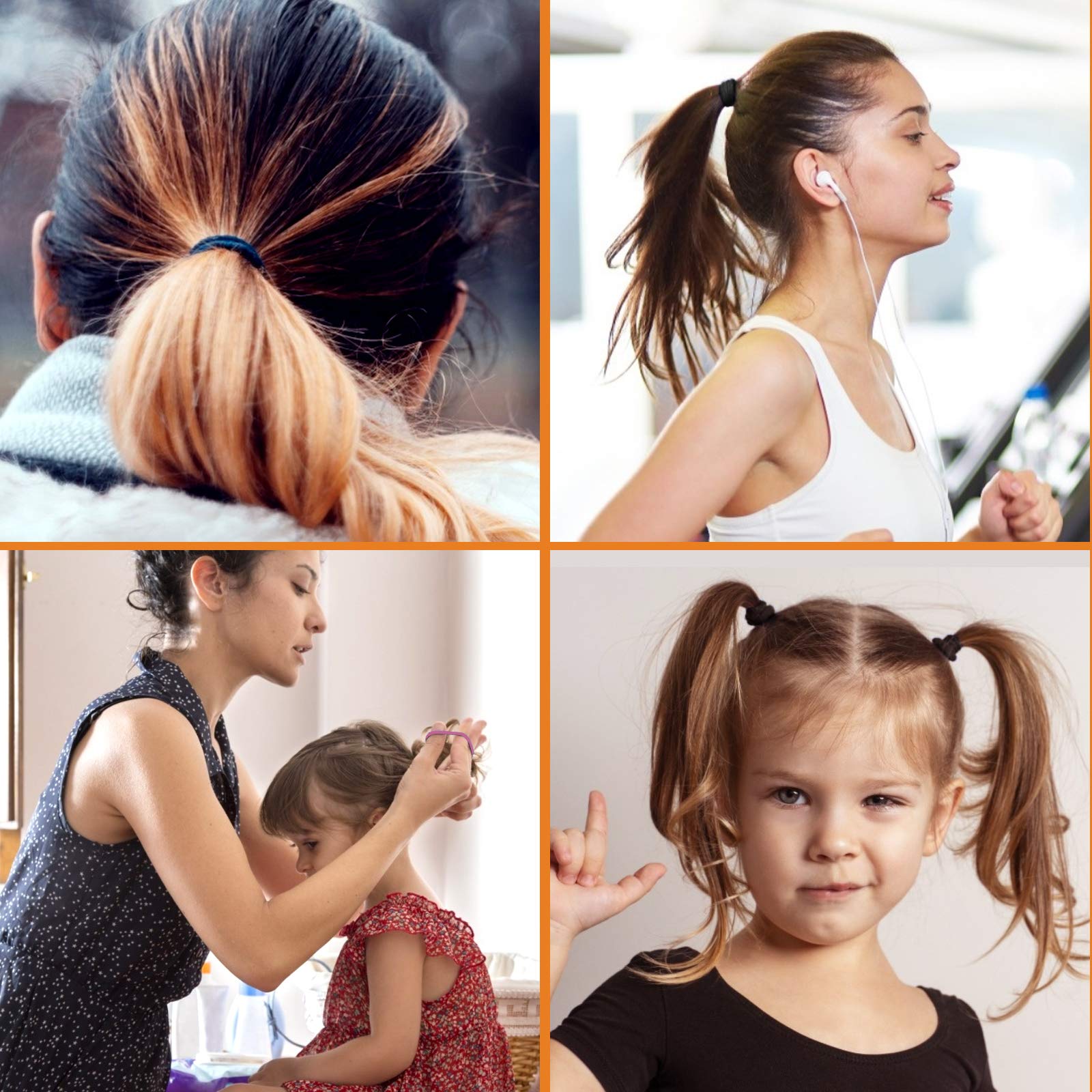 Gintonique A B Multicolor Elastic Hair Bands 120pcs (Pack of 120) - Curly Hair, Rubber + Nylon, 50mm Dia x 2mm Thick