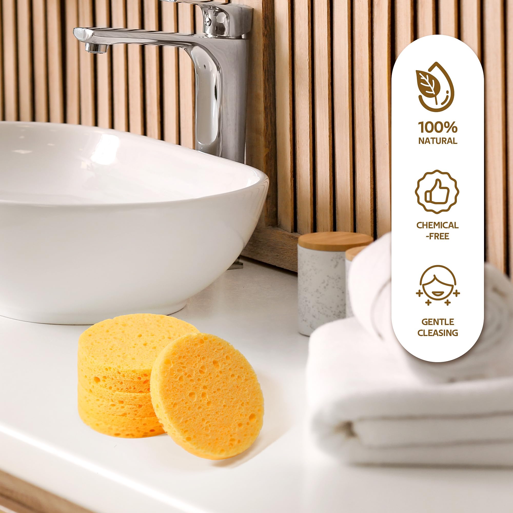 GAINWELL 50-Count Compressed Cellulose Facial Sponges, 100% Natural Cosmetic Spa Sponges for Cleansing, Exfoliating Mask, Makeup Removal