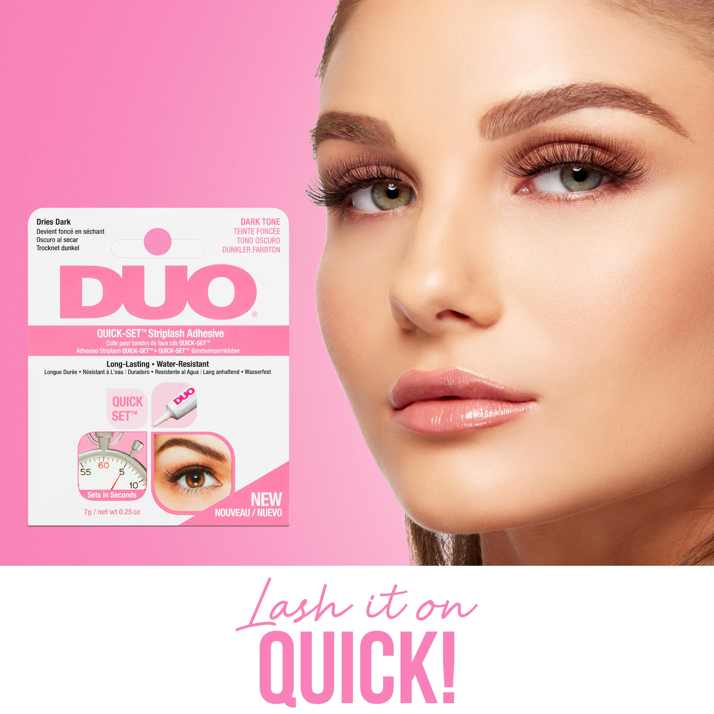 DUO Quick-Set Strip Lash Adhesive – Dark Tone, Long-Lasting, Water-Resistant Lash Glue, Strong Hold for Strip & Individual Lashes, 0.25 oz