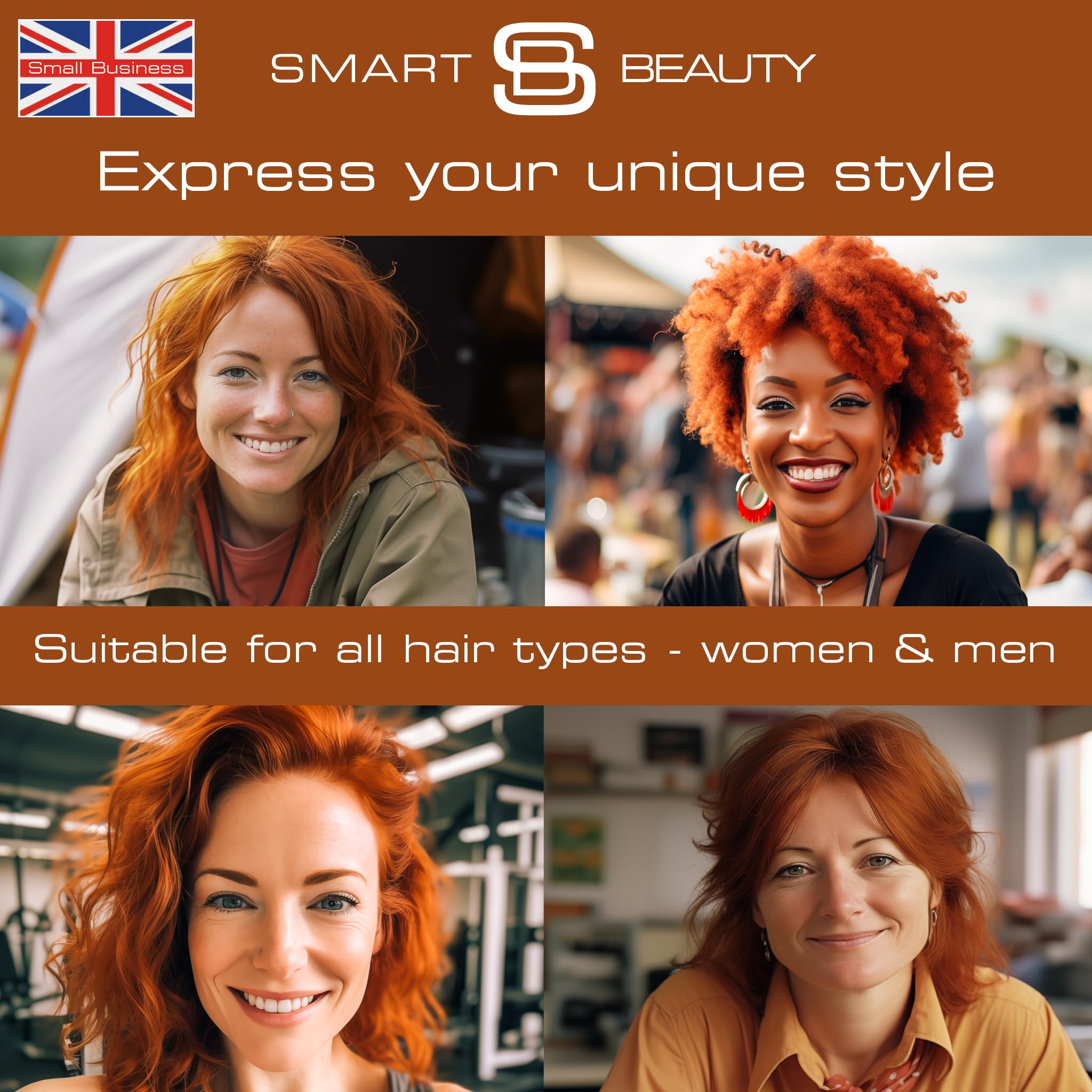 Amber Copper Hair Dye Permanent with Plex Hair Care, PPD free hair dye 100% Grey Hair Coverage Hair dye kit, Ginger Permanent Hair Colour for women and men, Cruelty-Free Vegan Hair Dye by Smart Beauty