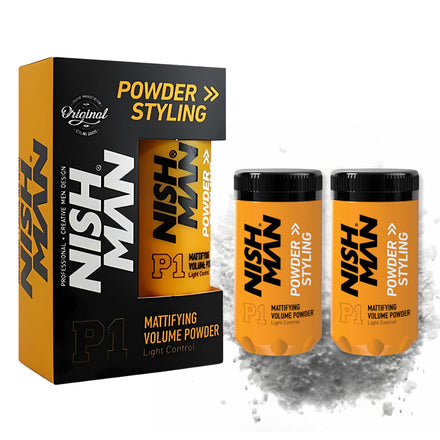 NISHMAN Hair Styling Powder P1 - Mattifying Volume Light Control 20g + 20g - Maximum Volume Boost and Texture - Perfect Hair Styling Powder for Flexible Hold and Matte Finish