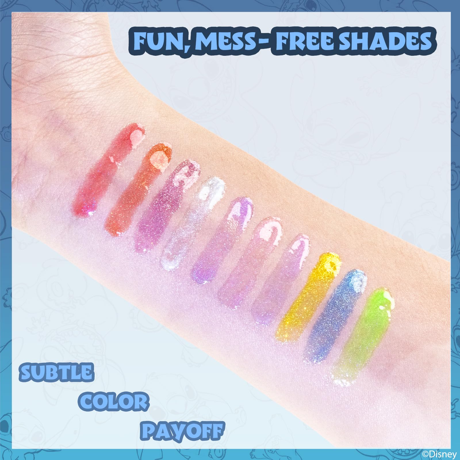 Stitch 10 Piece Plant Based Lip Gloss, Girls Party Favours, First Makeup Set for Girl, Perfect for Parties, Sleepovers and Birthday Gifts, Ages 3+, by Townley Girl