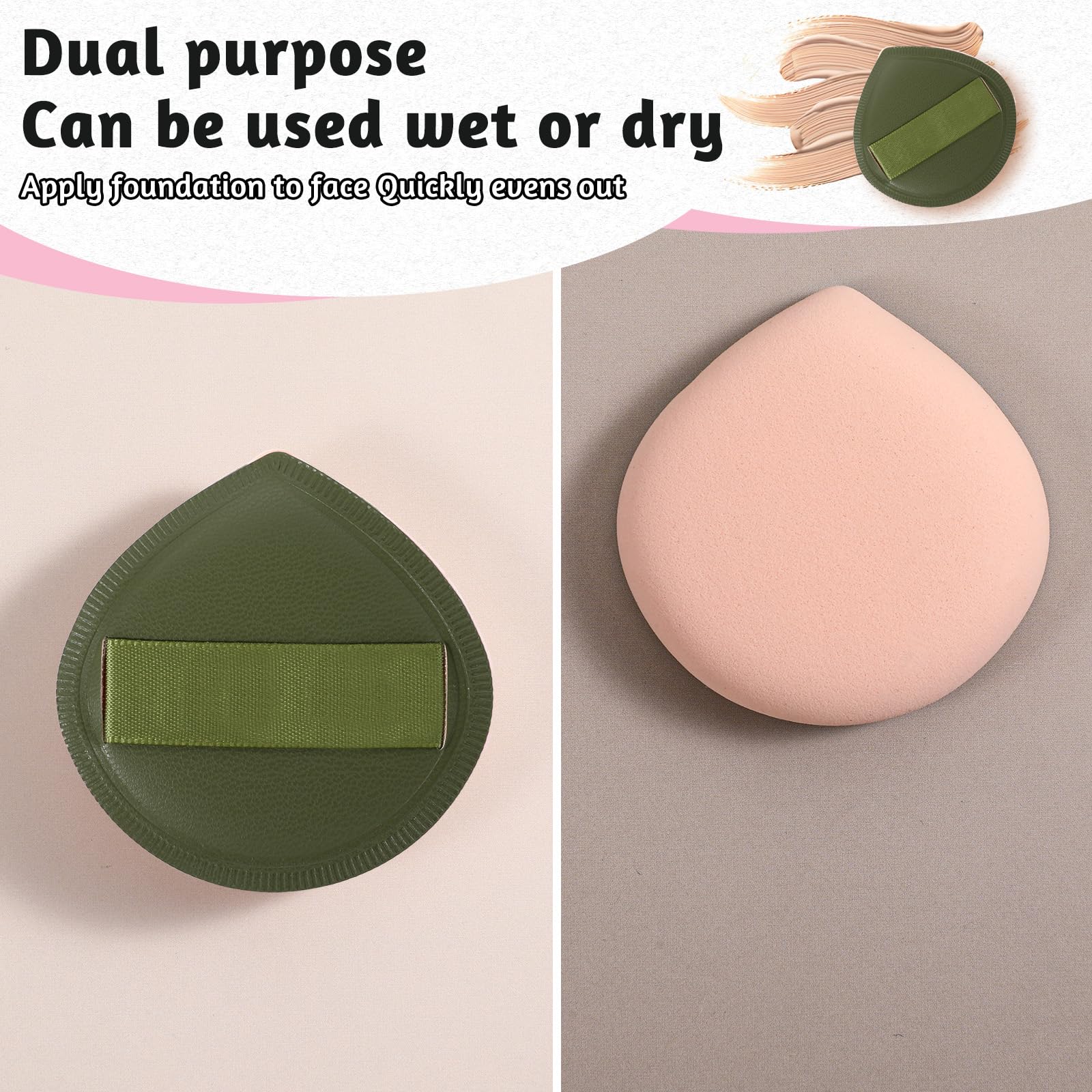 ZEYIYER 5 PCS Foundation Sponge, Powder Puff, Korean Makeup Sponge, Cushion Puff for Foundation and Powder, Fluffy Teardrop Latex Foundation Applicator for Liquid Cream Powder