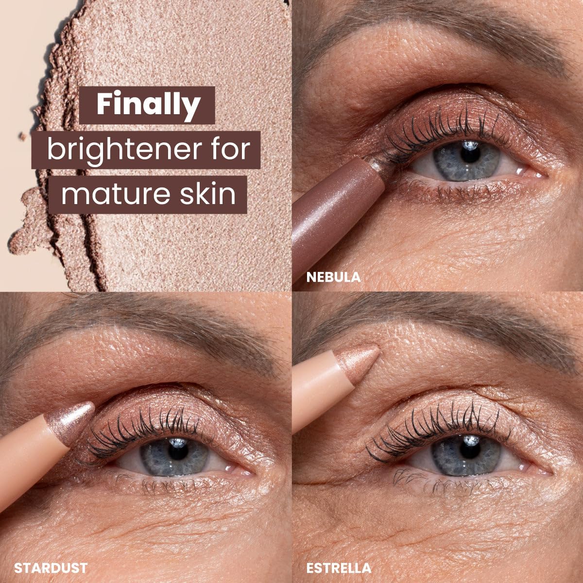 Prime Prometics PrimeEyes Eye Brightener for Mature Women – Creamy Eye Shadow Sticks – Easy Application, Quick Eye Lift Effect – Hypoallergenic, Long Wear, Water-Resistant (Estrella)
