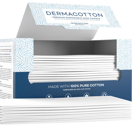 DERMACOTTON 80 Disposable Towels - Pure Cotton, 100% Biodegradable, Hypoallergenic for Face Wash and Makeup Removal – Super Soft Face Wipes, Sensitive Skin, Facial Cloths