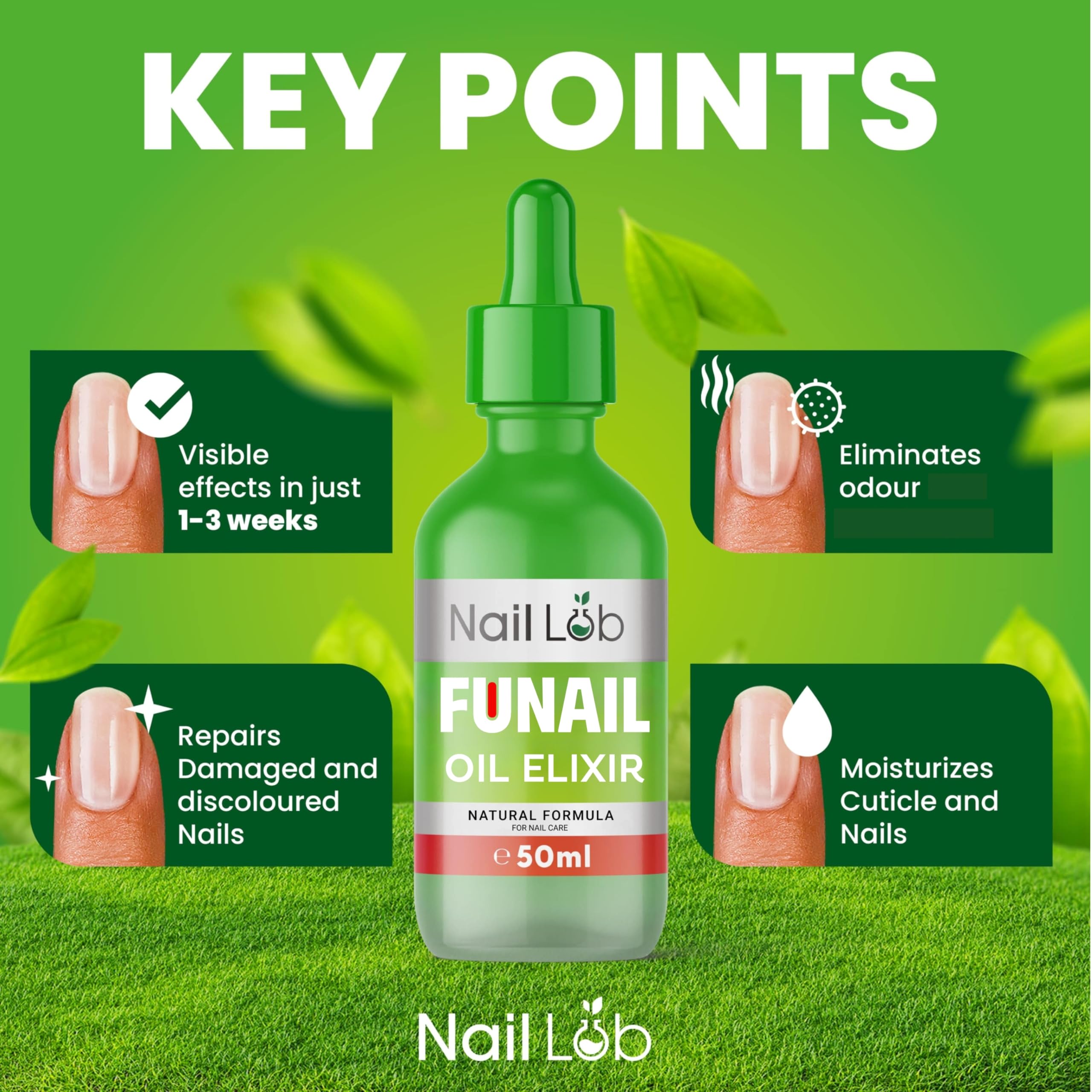 NAIL LAB Premium Fu Nail Elixir for Toenails Extra Strong - 50ml - Contains Tea Tree Oil, Nail Repair for Fingernails - Free 3ml Fu Nail Pen + Nail File
