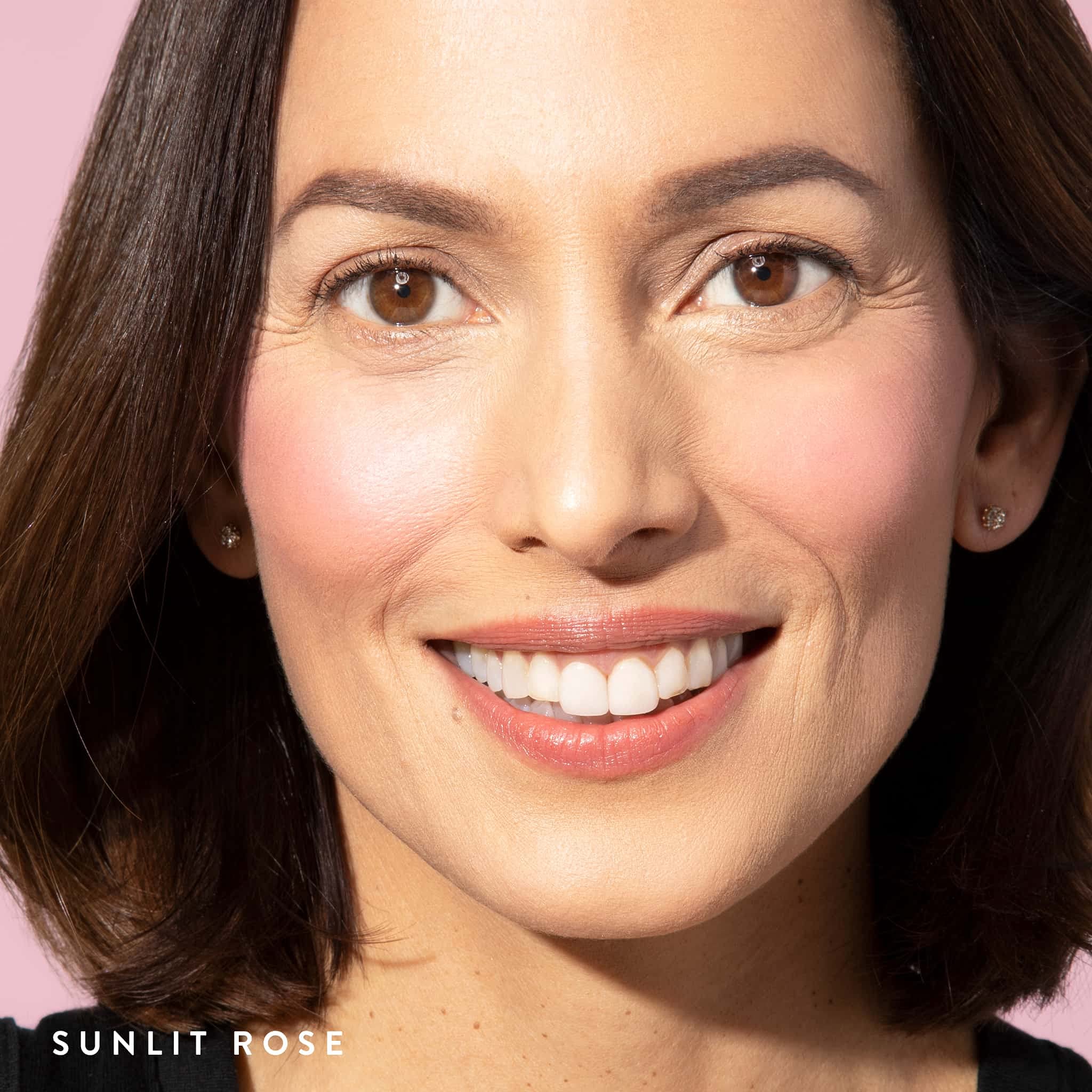 LAURA GELLER Baked Blush-n-Brighten Marbleized Blush Powder (Sunlit Rose) Creamy, Lightweight Blusher with Satin Finish