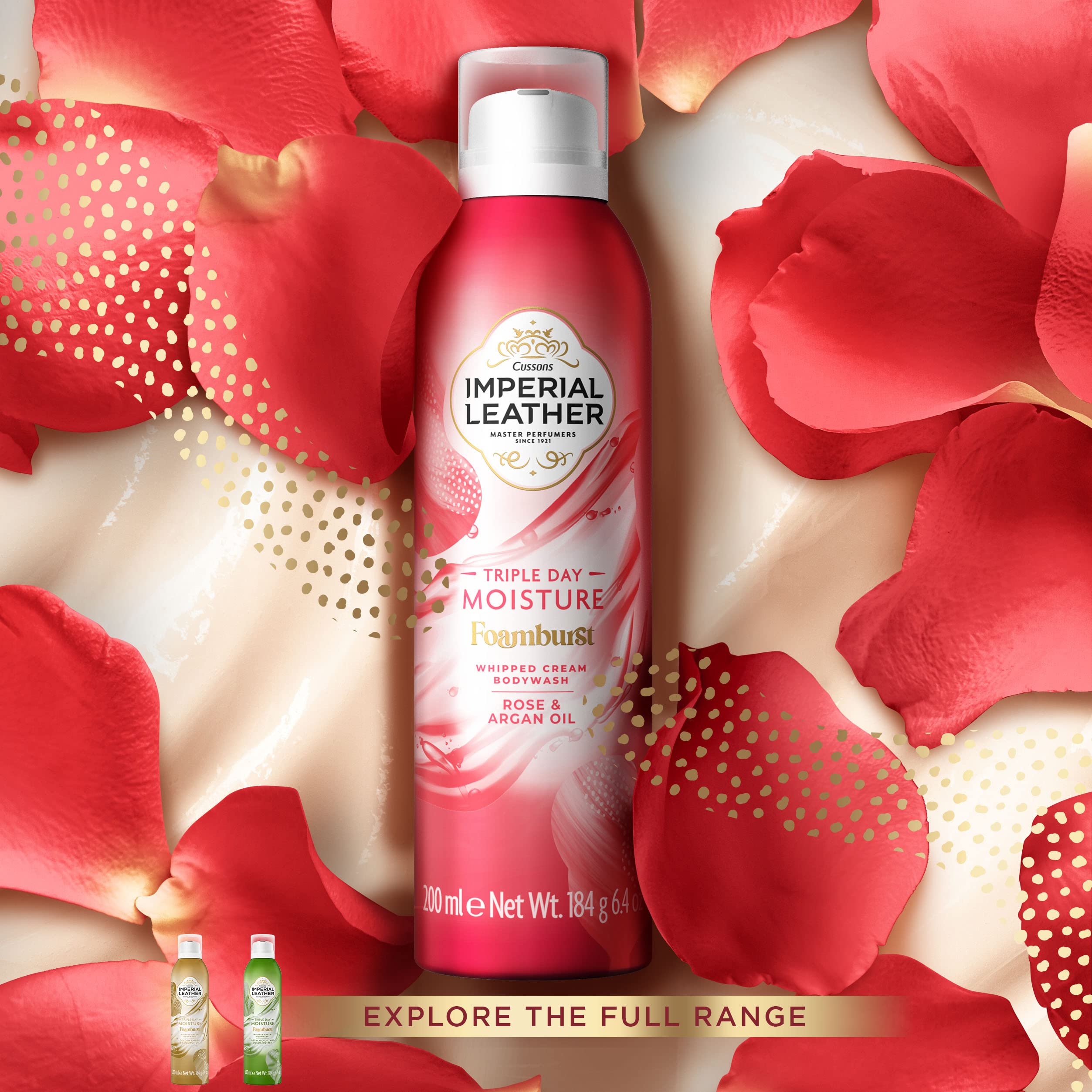 Imperial Leather Foamburst, Triple Day Moisture Shower Gel, Rose & Argan Oil Fragrance Body Wash, Luxurious Foam Lather, Gentle Skin Care, Bulk Buy, Pack of 6 x 200ml