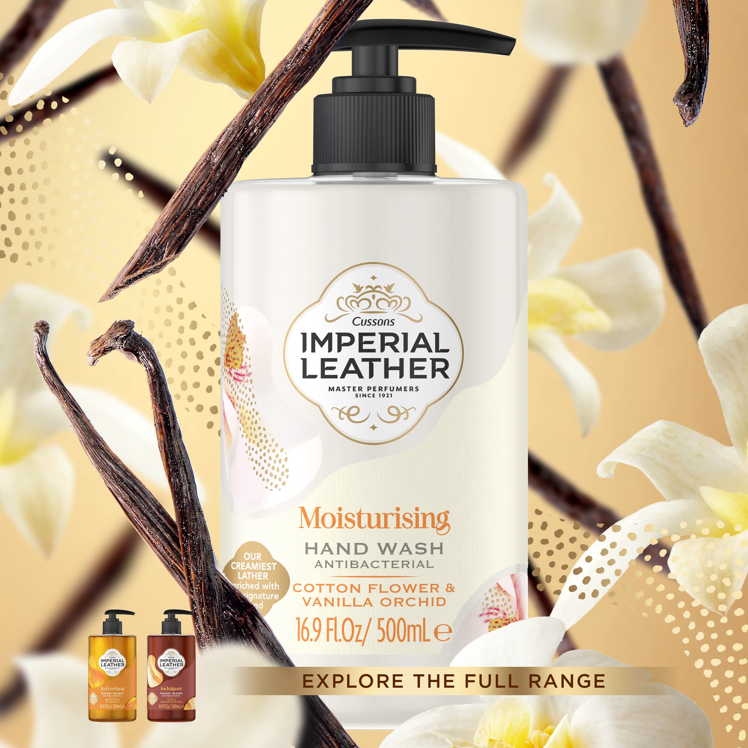 Imperial Leather Moisturising Hand Wash, Cotton Flower & Vanilla Orchid, Antibacterial, Signature Oil Blend, Gentle Skin Care, Bulk Buy Pack of 6 x 500ml