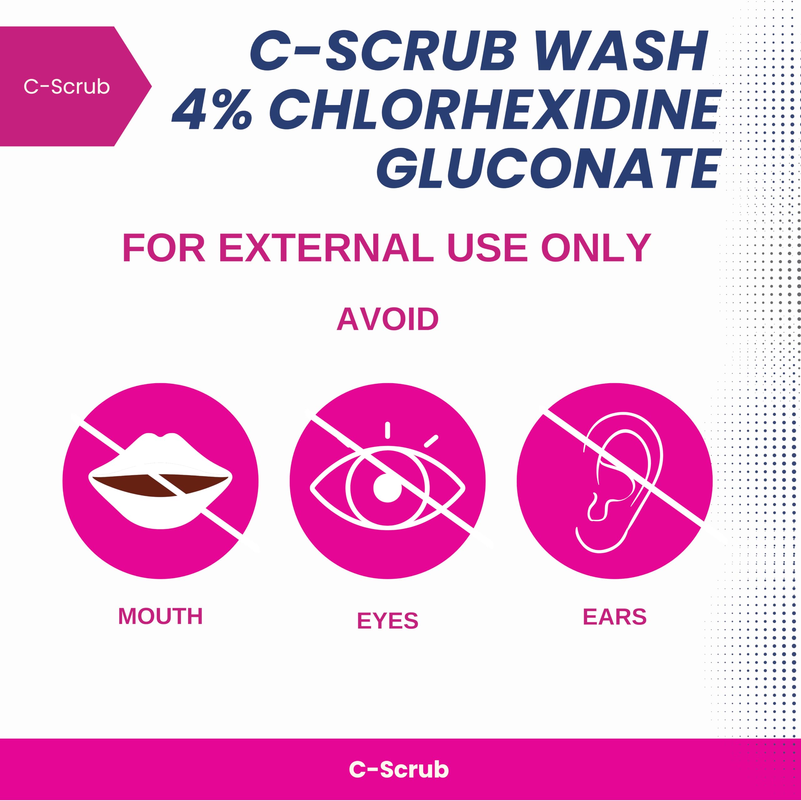 C-Scrub Wash Chlorhexidine 4% w/v | 1000ml | Anti-Microbial Hand, Skin Cleanser | Pump Dispenser | Antibacterial Wash