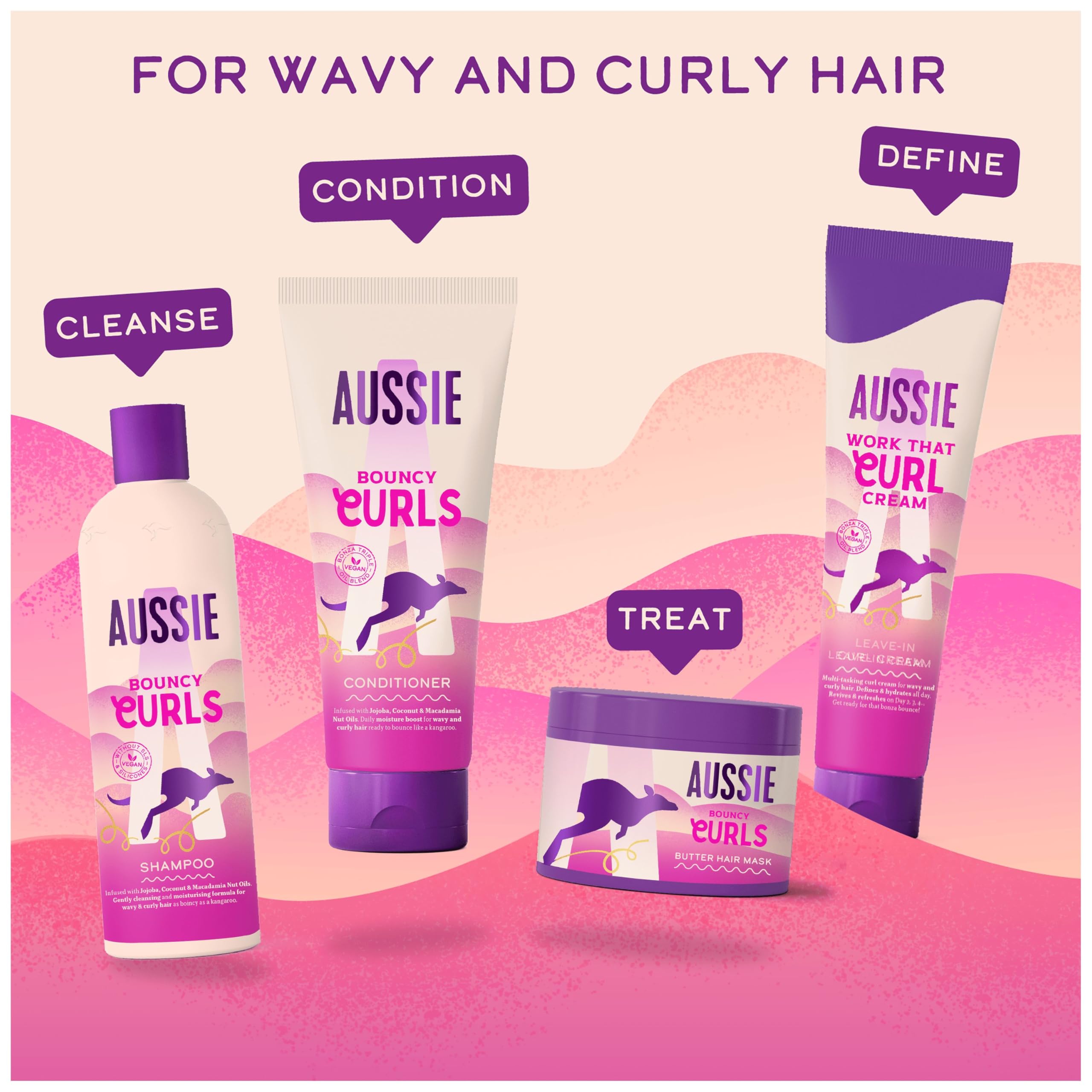 Aussie Bouncy Curls Hair Mask | For Dry Wavy & Curly Hair | Vegan | Rinse-out or leave-in