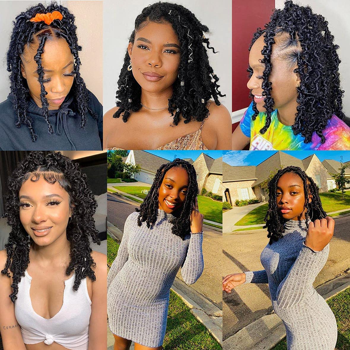XTREND 8 Packs 16 Inch Soft Springy Afro Twist Hair Pre-Separated Spring Twist Hair for Faux Locs Natural Black Marley Twist Crochet Braiding Hair Synthetic Hair Extensions for Black Women 1B#