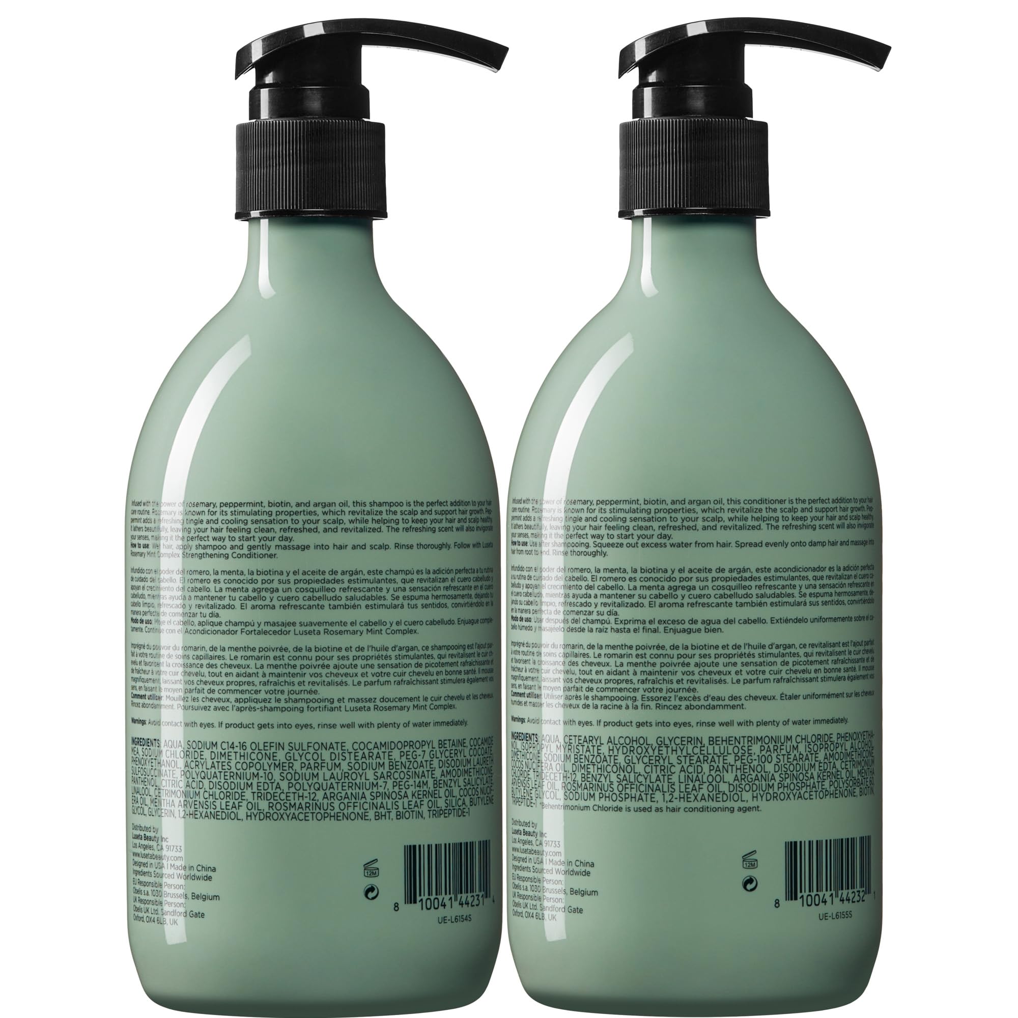 Luseta Rosemary Mint Shampoo and Conditioner Set for Stronger, Thicker and Longer Strands - Soft Shine, Anti-Hair Loss and Thinning, Growth Formula