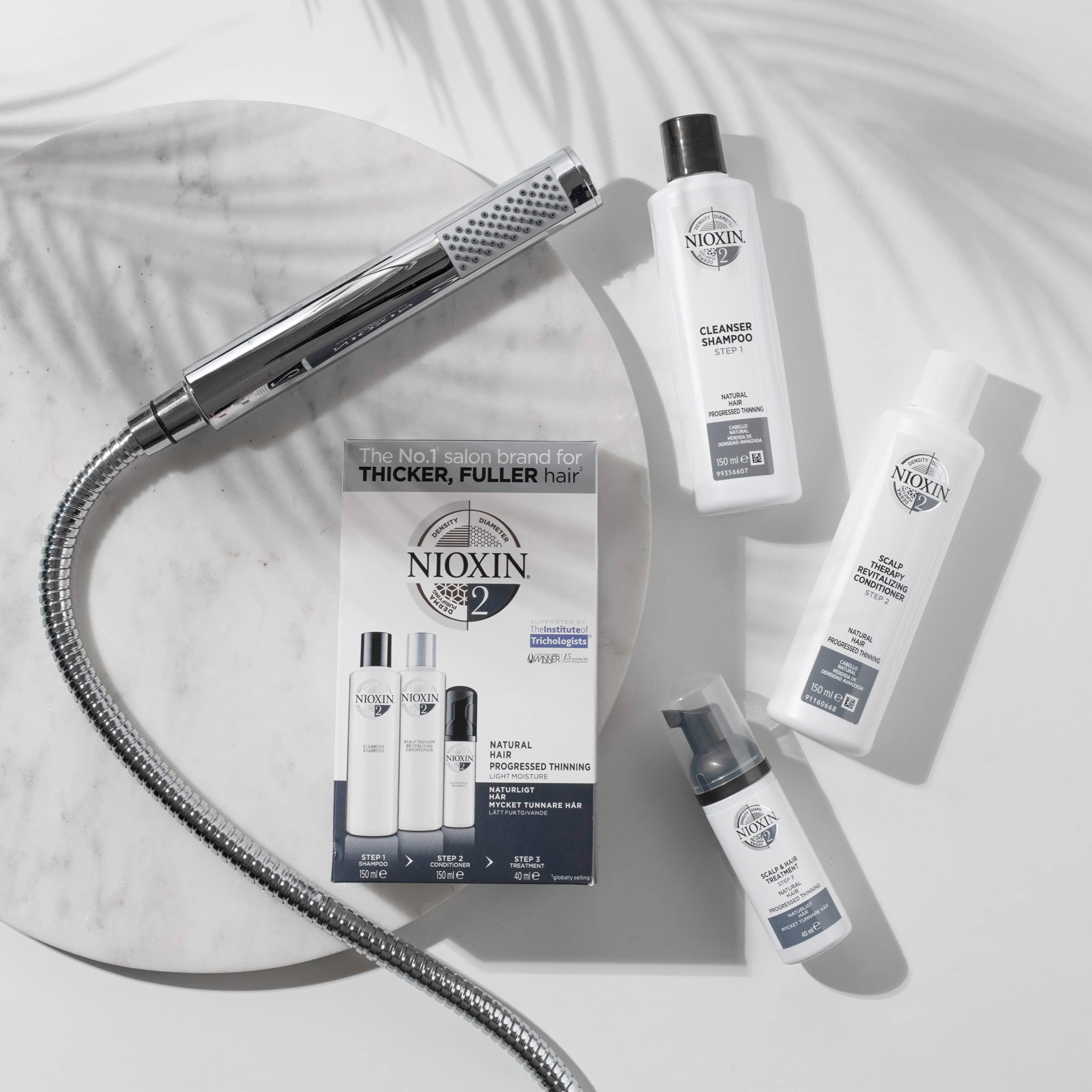 Nioxin 3-Part System, System 2 Natural Hair with Progressed Thinning, Hair Thickening Treatment, Scalp Therapy, Shampoo 1L