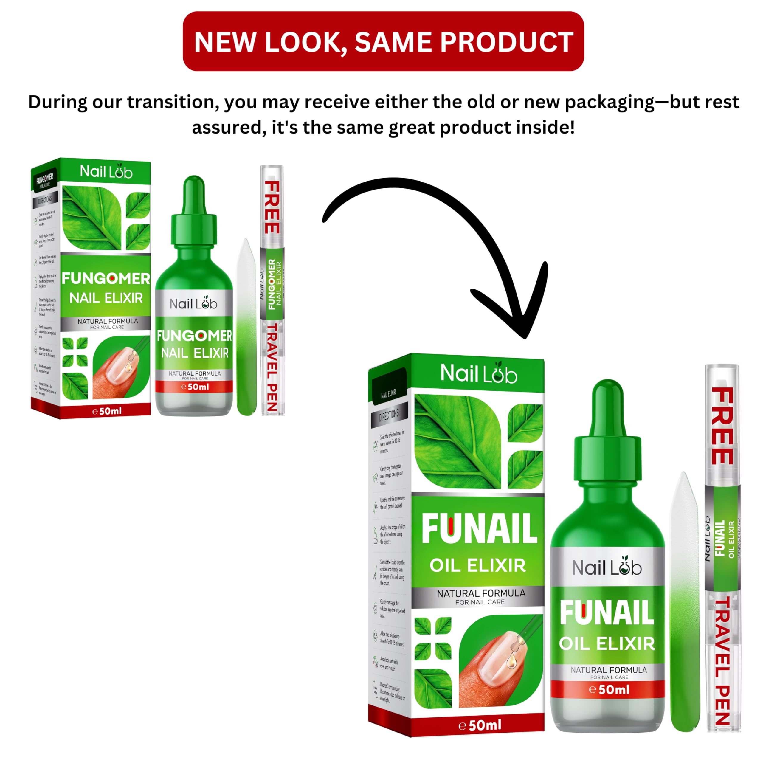 NAIL LAB Premium Fu Nail Elixir for Toenails Extra Strong - 50ml - Contains Tea Tree Oil, Nail Repair for Fingernails - Free 3ml Fu Nail Pen + Nail File