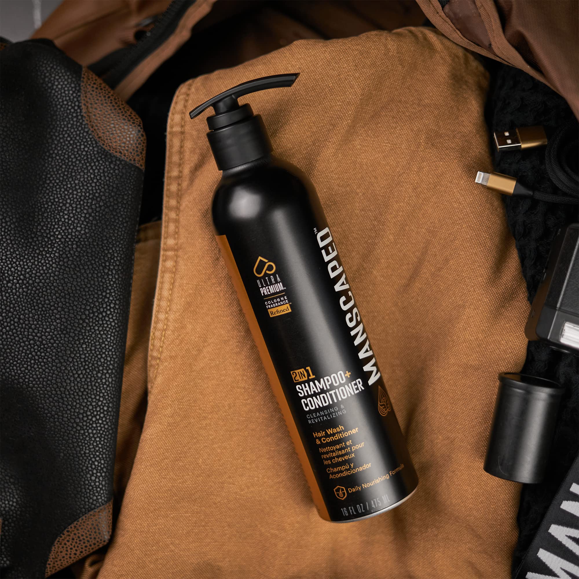 MANSCAPED® 2 In 1 Shampoo & Conditioner, UltraPremium Formula Infused with Sea Kelp, Coconut Water, Aloe for Nourishing and Hydrating Hair (16 oz Bottle)