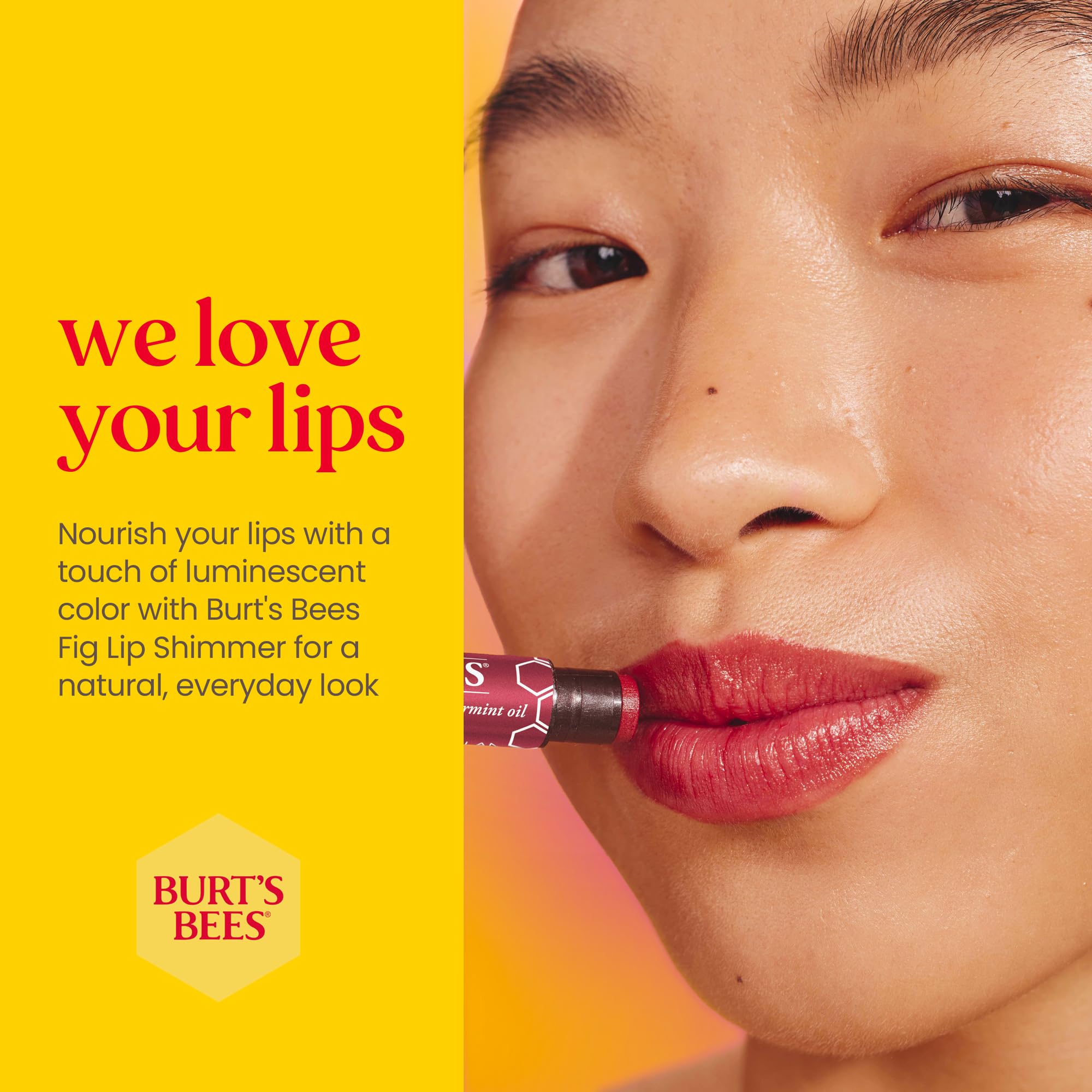 Burt's Bees Lip Balm, Moisturizing Lip Shimmer for Women, for All Day Hydration, with Vitamin E & Coconut Oil, 100% Natural, Fig, 0.09 Ounce