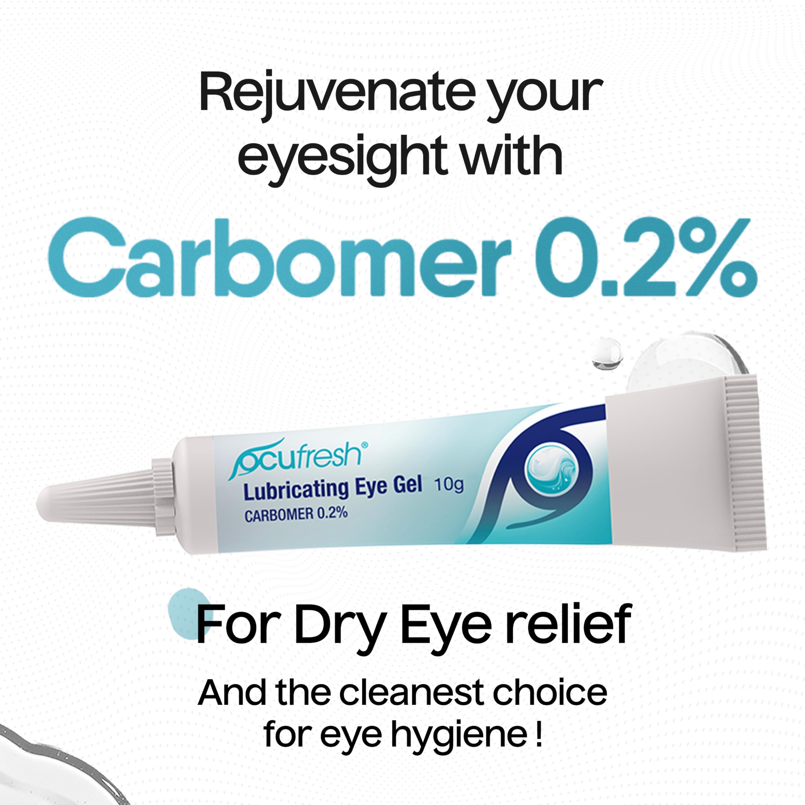 Ocufresh CARBOMER 0.2% Lubricating Eye Gel for Dry, Tired Eyes - Intensive Lubrication & Moisturising Formulation for Daily Eye Care Routine - Immediate Eye Hydration & Night Relief | 3 x10g Pack