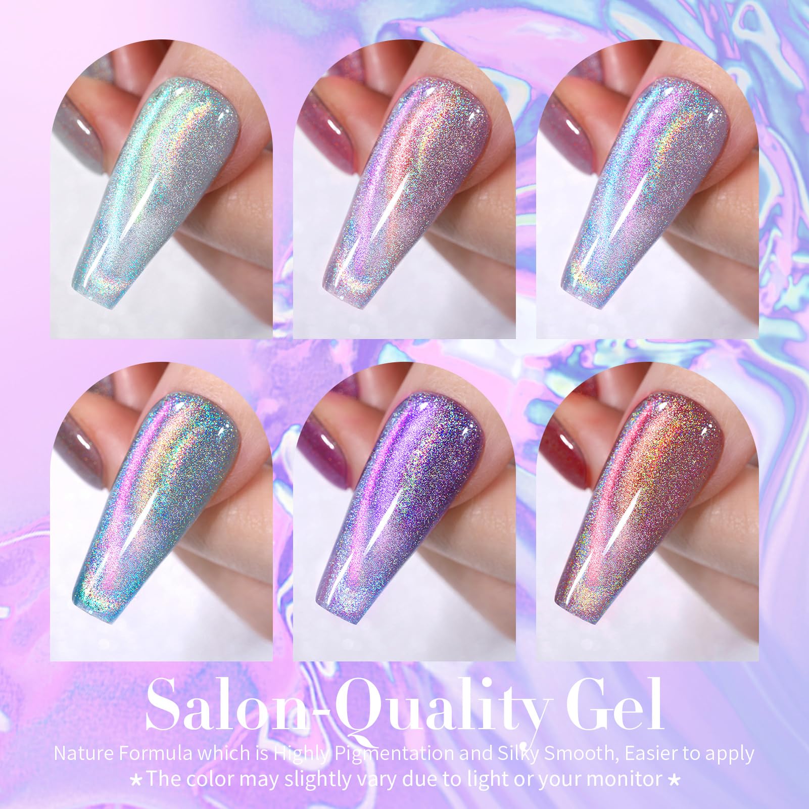 BORN PRETTY Magnetic Gel Nail Polish Set 6 Colors Rainbow Iridescent Gel Polish Cat Magnet Eye Sparkle Nail Polish Varnish U V/LED Nail Art Nail Salon Manicure