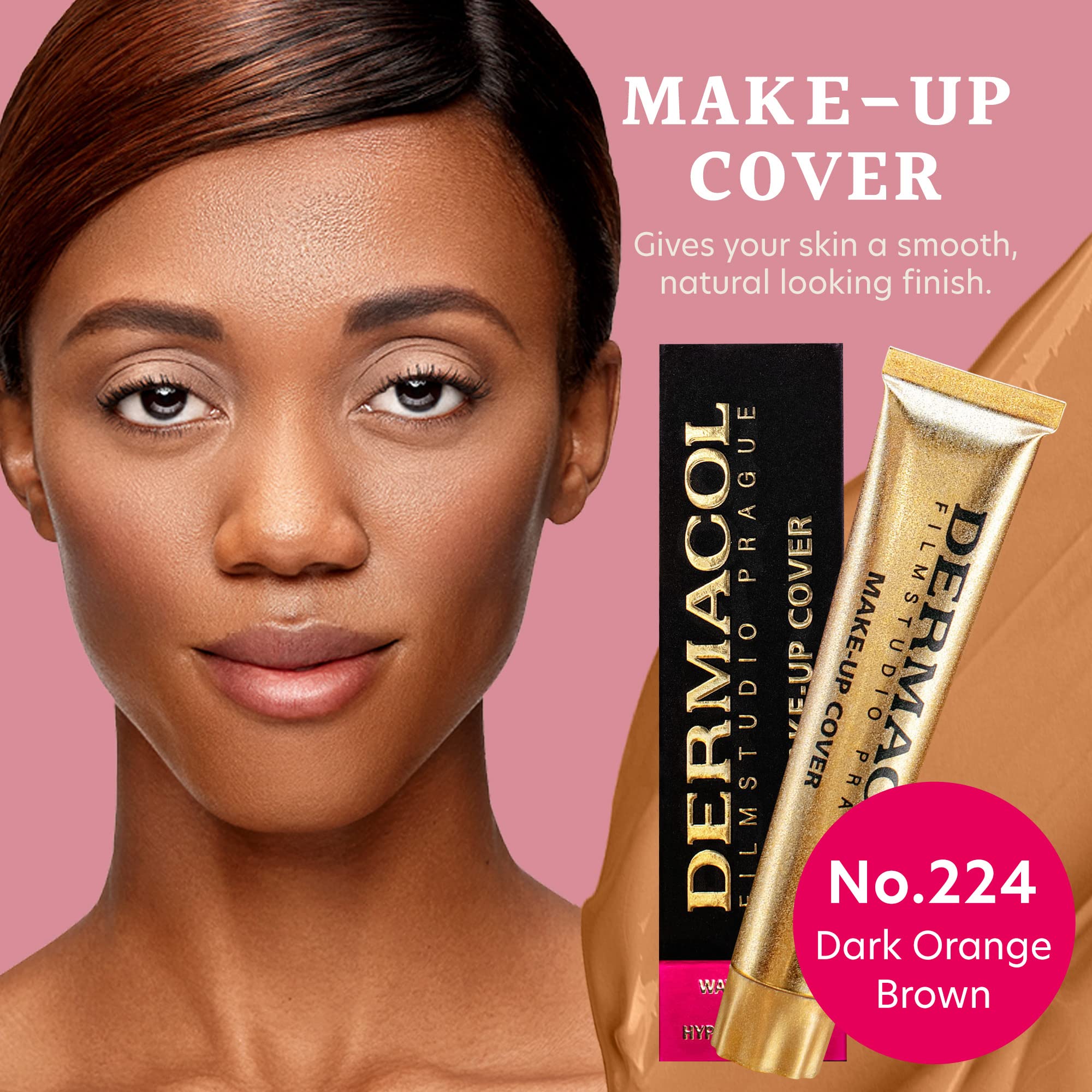 Dermacol - Full Coverage Foundation, Liquid Makeup Matte Foundation with SPF 30, Waterproof Foundation for Oily Skin, Acne, & Under Eye Bags, Long-Lasting Makeup Products, 30g - Shade 224