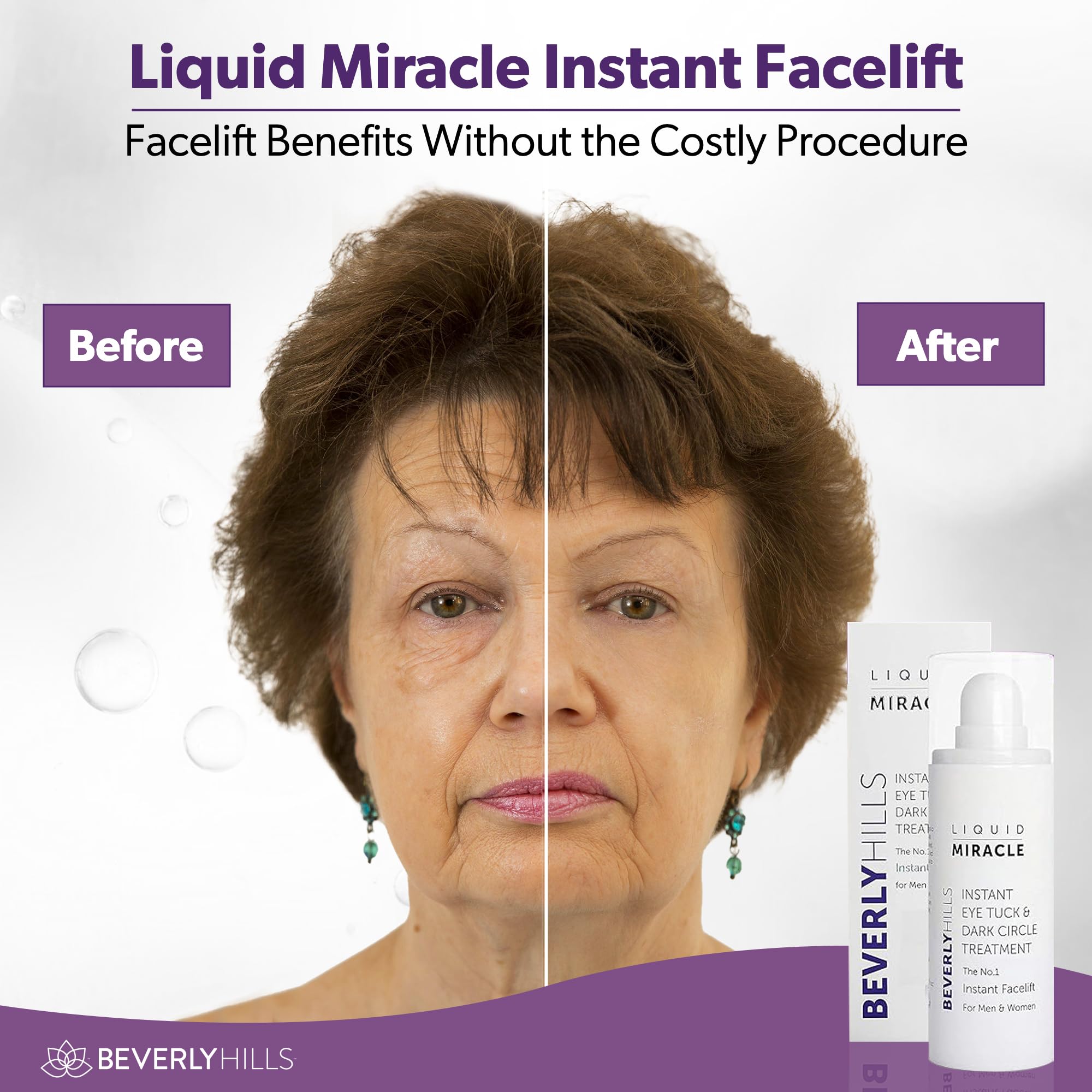 BEVERLY HILLS Instant Facelift - Reduce Fine Lines and Remove Puffiness in 90 Seconds Rapid Reduction of Wrinkles, Instant Lift Eye Serum 30ml / 1oz