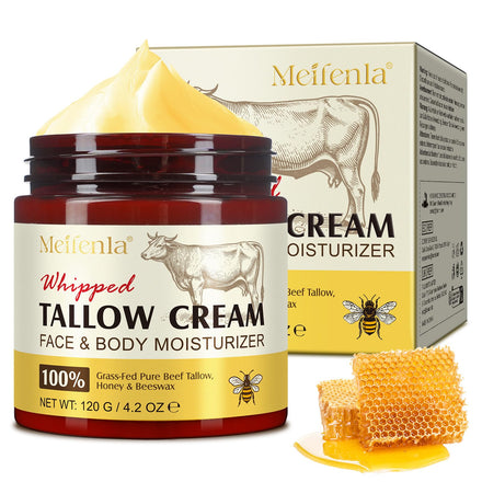 Gorgeurora Beef Tallow for Skin, Beef Tallow and Honey Balm 4.2oz, Tallow Face Moisturizer, Organic Grass - Fed Whipped Beef Tallow and Honey Balm - Deeply Moisturizing for Face & Body, Softens Dry