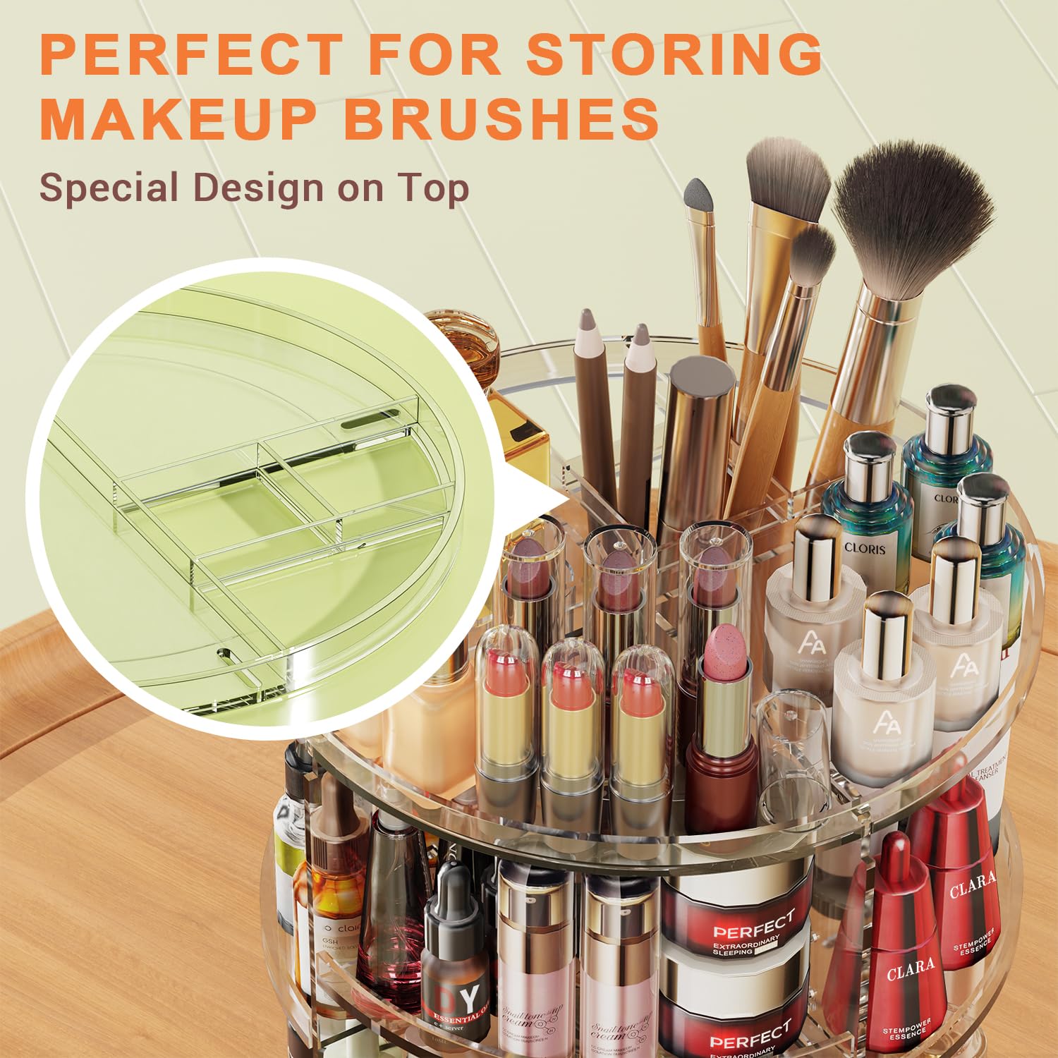 Auxmir Makeup Organiser, 9 Adjustable Layers Cosmetic Organiser with 360 Degree Rotating, Large Capacity Revolving Makeup Storage on Stand Spinning in Vanity Table, Bedroom, Bathroom