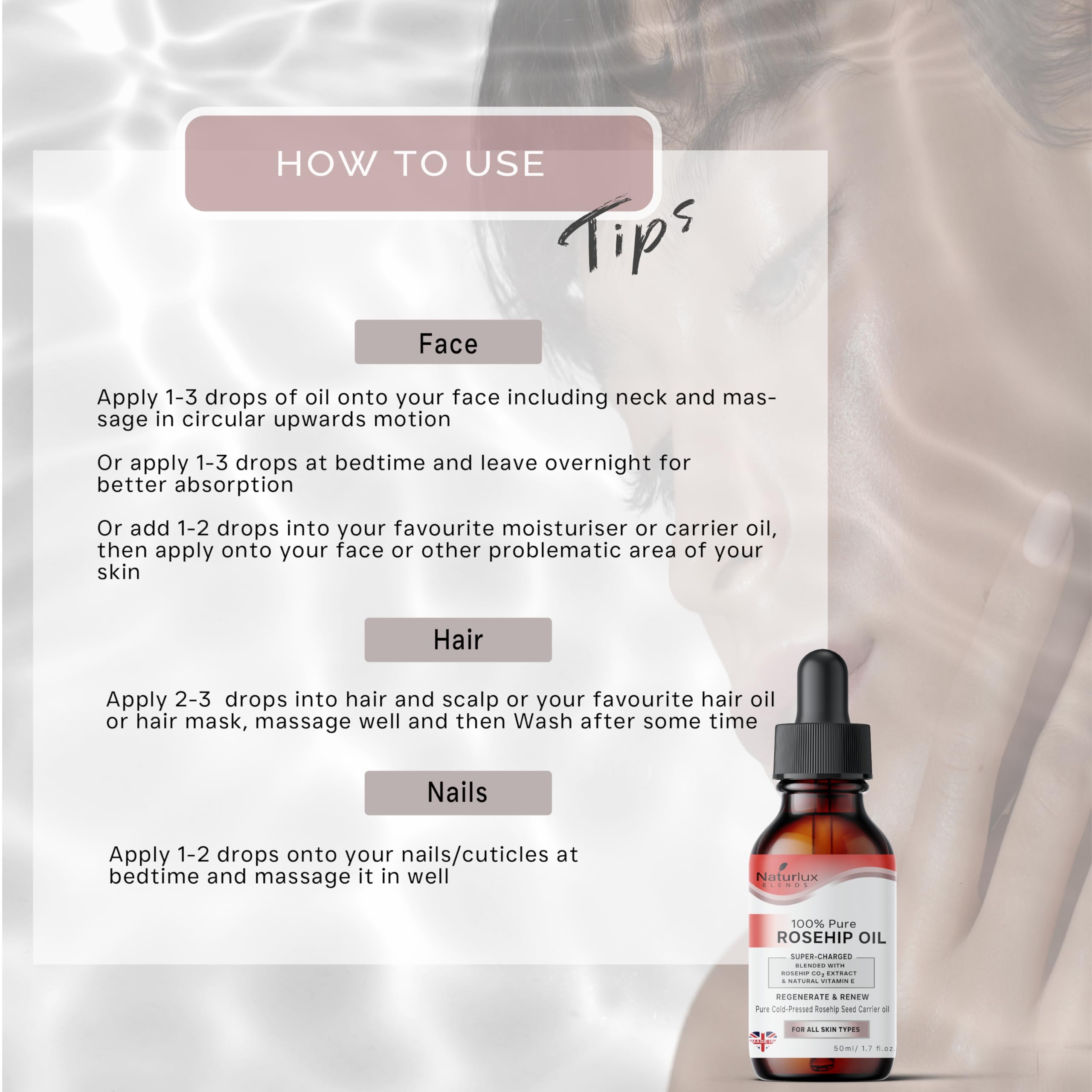 Organic Rosehip Oil For Face | 100% Pure & Natural 100 ML | Cold-Pressed Rosehip Seed Oil With 5% Rosehip C02 Extract & Vitamin E | Concentrated Blend 100 ML