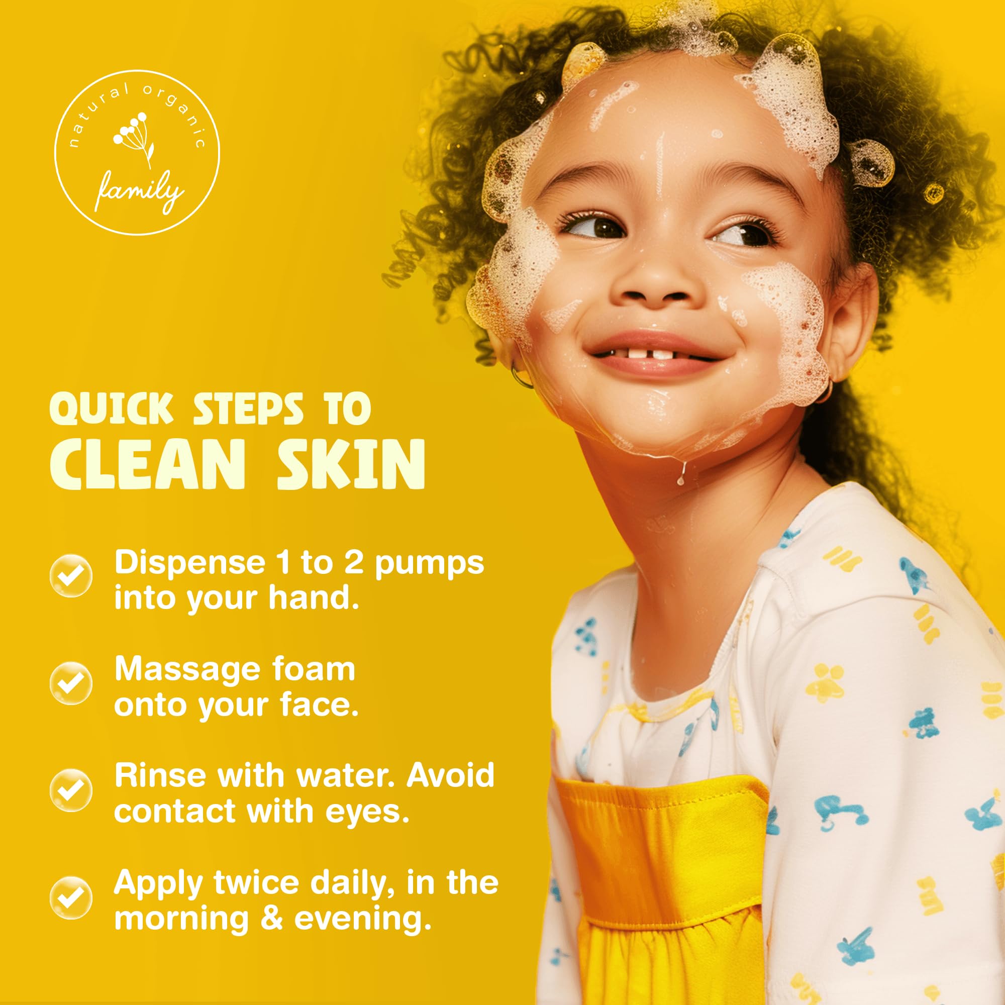 Kids Organic Foaming Face Wash - Natural Skincare for Teen Girls 10-12 - Gentle Facial Cleanser for Dry Sensitive Skin - Hydrating Exfoliating & Non Toxic Moisturiser Soap for Tweens & Preteens 8-12