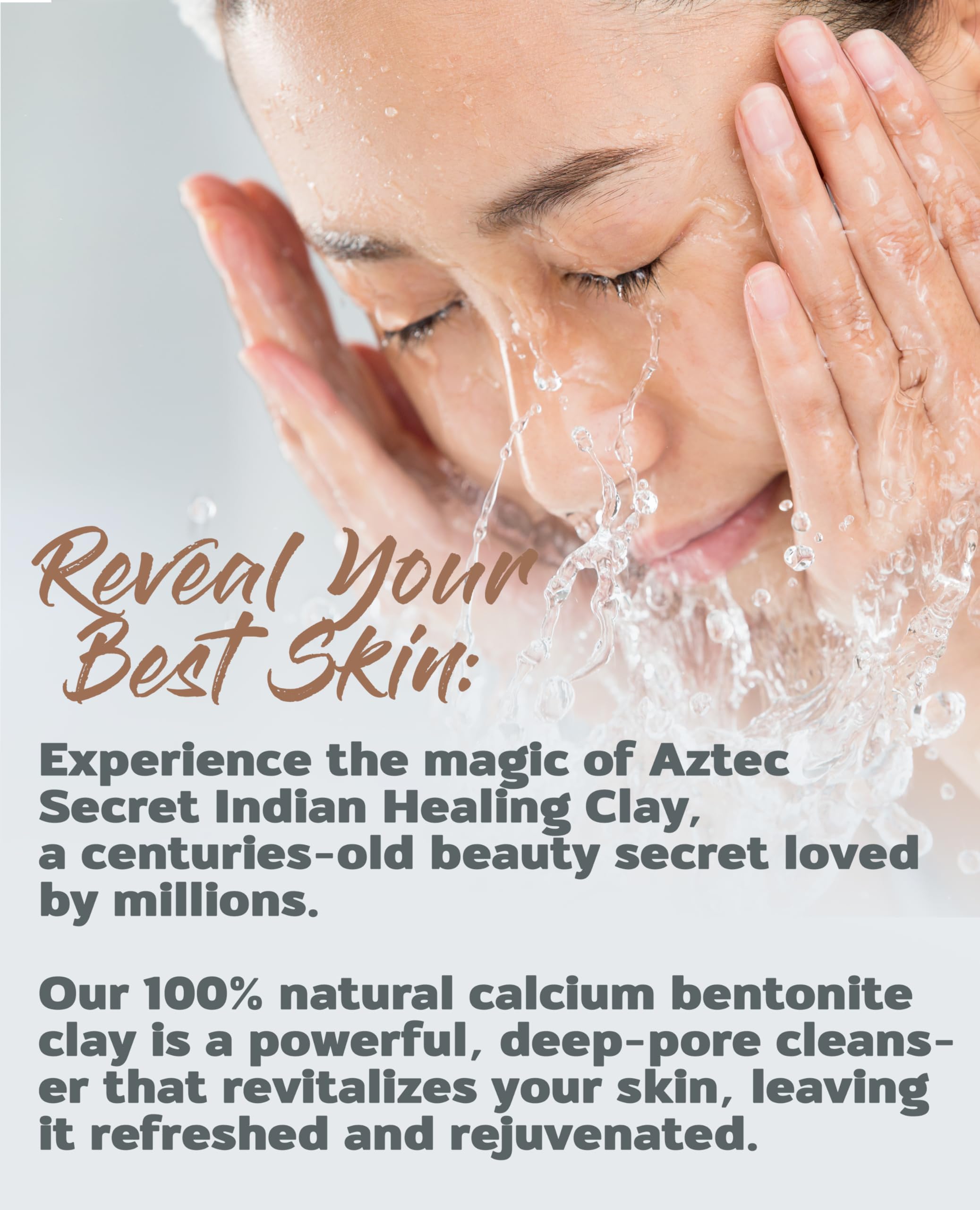 Aztec Secret - Indian Clay - Deep Pore Cleansing Facial & Body Mask, Natural Calcium Bentonite Clay, Version 2, Unscented, 450 g