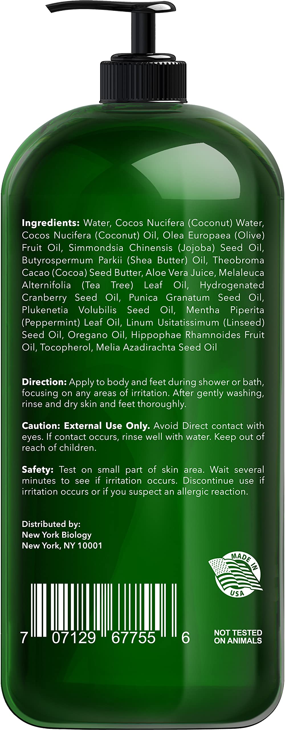 New York Biology Tea Tree Body Wash - Helps Nail Fungus, Athletes Foot, Ringworms, Jock Itch, Acne, Eczema & Body Odor, Soothes Itching & Promotes Healthy Skin and Feet - 500 ml
