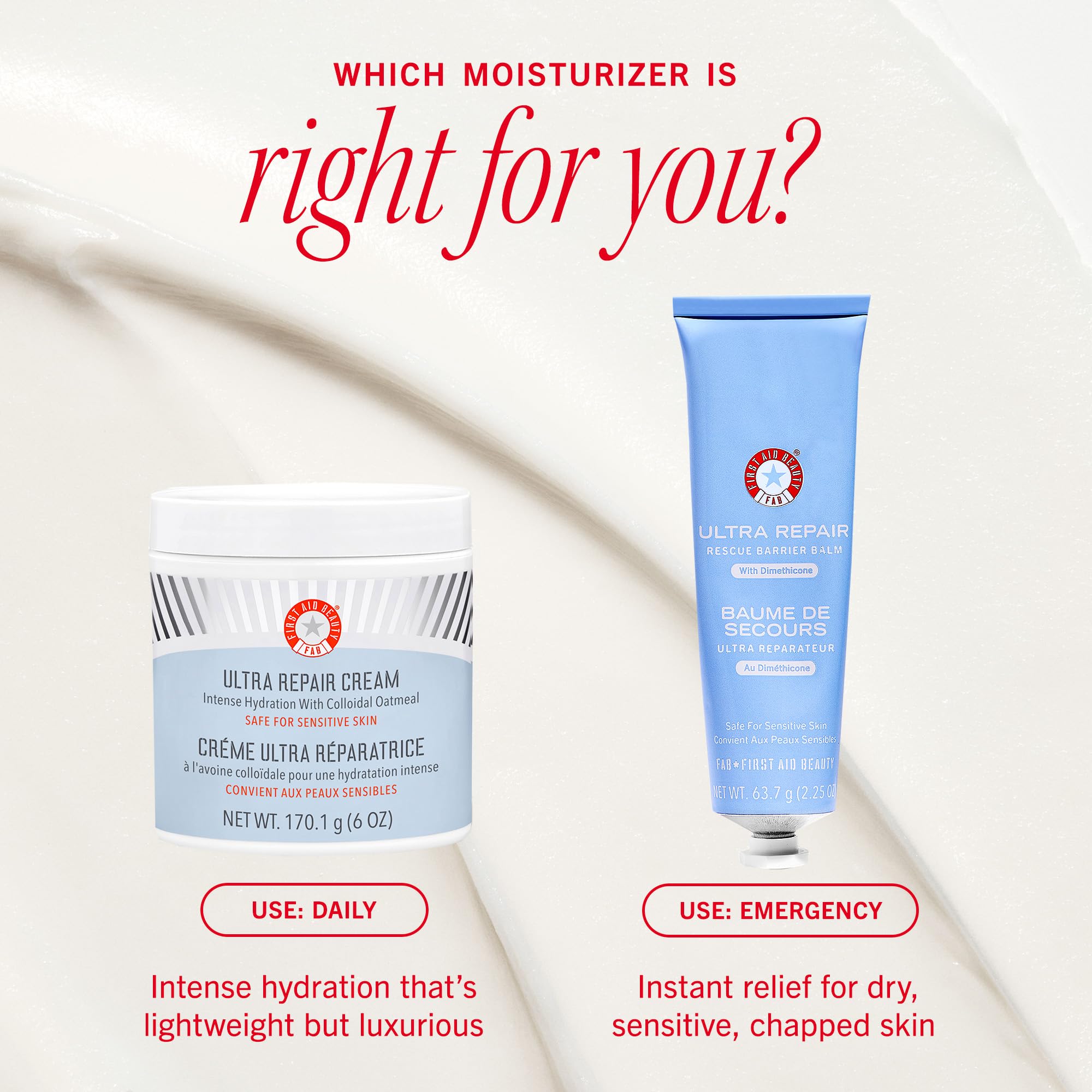 First Aid Beauty - Ultra Repair Cream, Intense Hydration Whipped Colloidal Oatmeal, Clinically Proven to Strengthen Skin Barrier in 7 Days & Helps Relieve Eczema,Luxury Face & Body Moisturiser, 170.1g