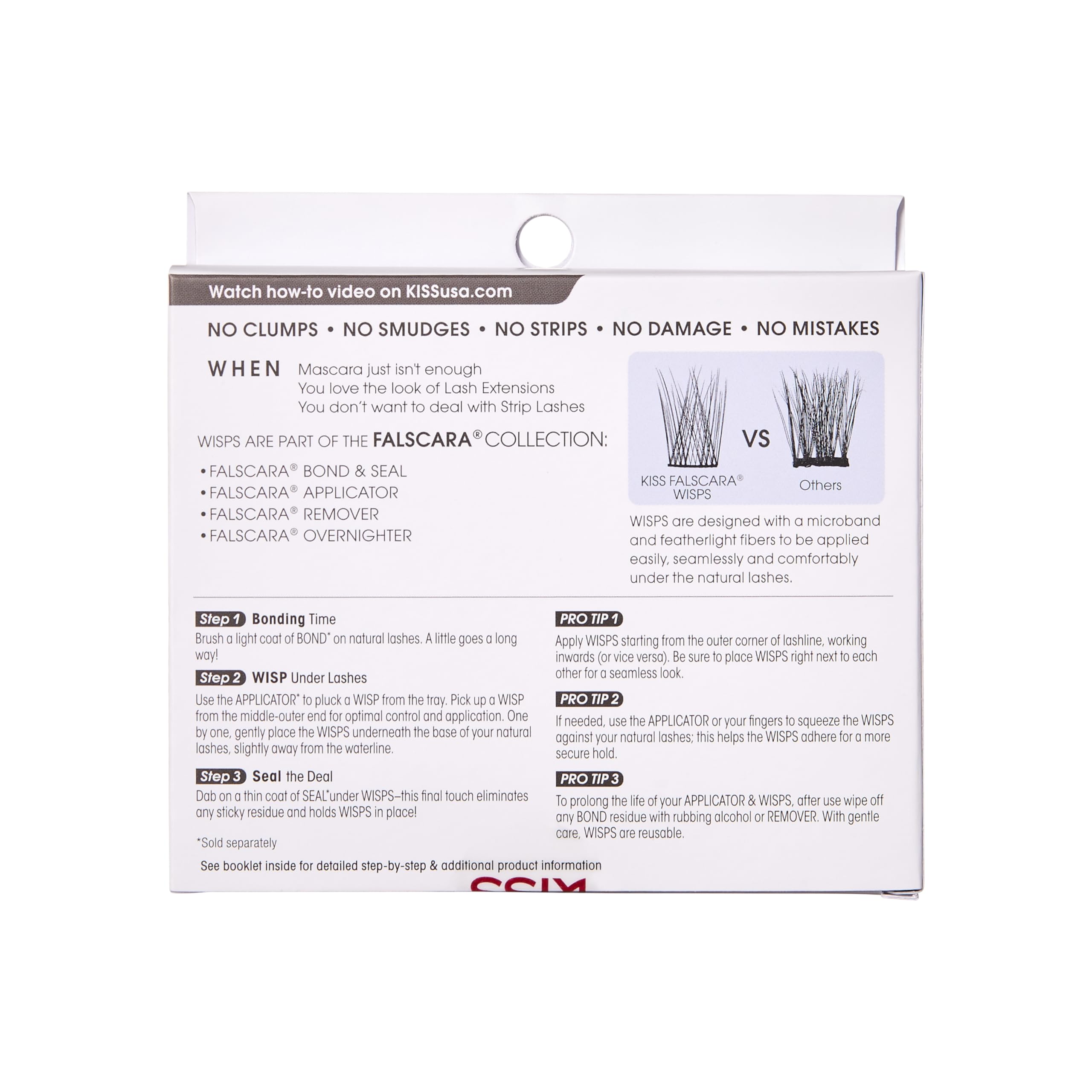 KISS Falscara DIY Eyelash Extension Lengthening Wisps - Featherlight Synthetic Reusable Artificial Eyelashes Multipack of 24 Mini Lash Clusters for that Authentic Eyelash Extension Look