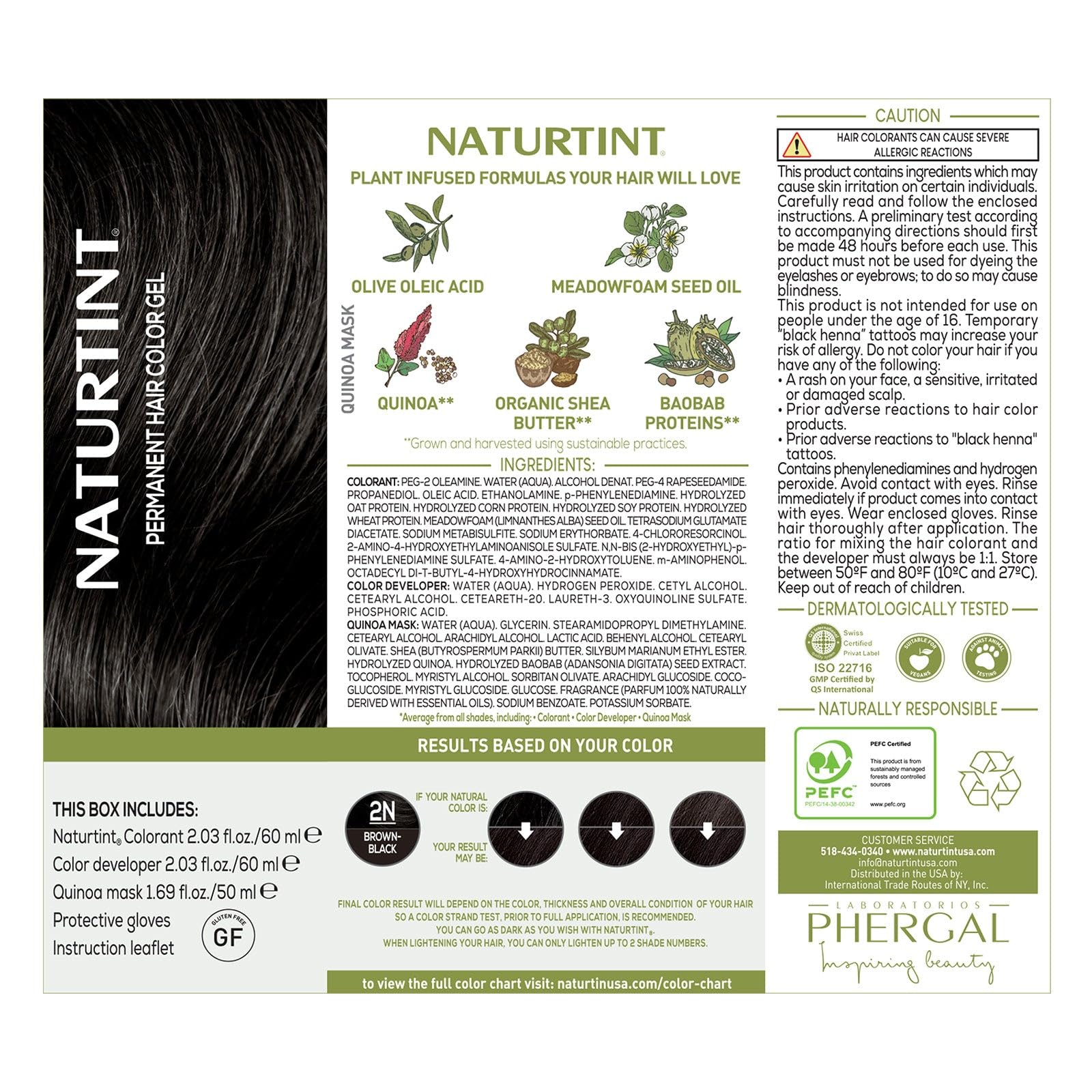 Naturtint 2N Brown Black Permanent Hair Color (Pack of 1), Ammonia Free, Vegan, Cruelty Free, up to 100% Gray Coverage, Long Lasting Results (Packaging may vary)