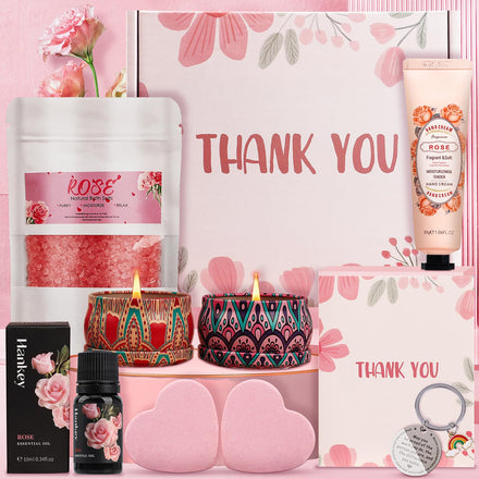 Thank You Gifts for Women, Pamper Sets for Women Gifts, Care Package for Her, Relaxation Bath Pamper Hamper Gift Box for Best Friend,Mum,Wife,Sister(Rose)