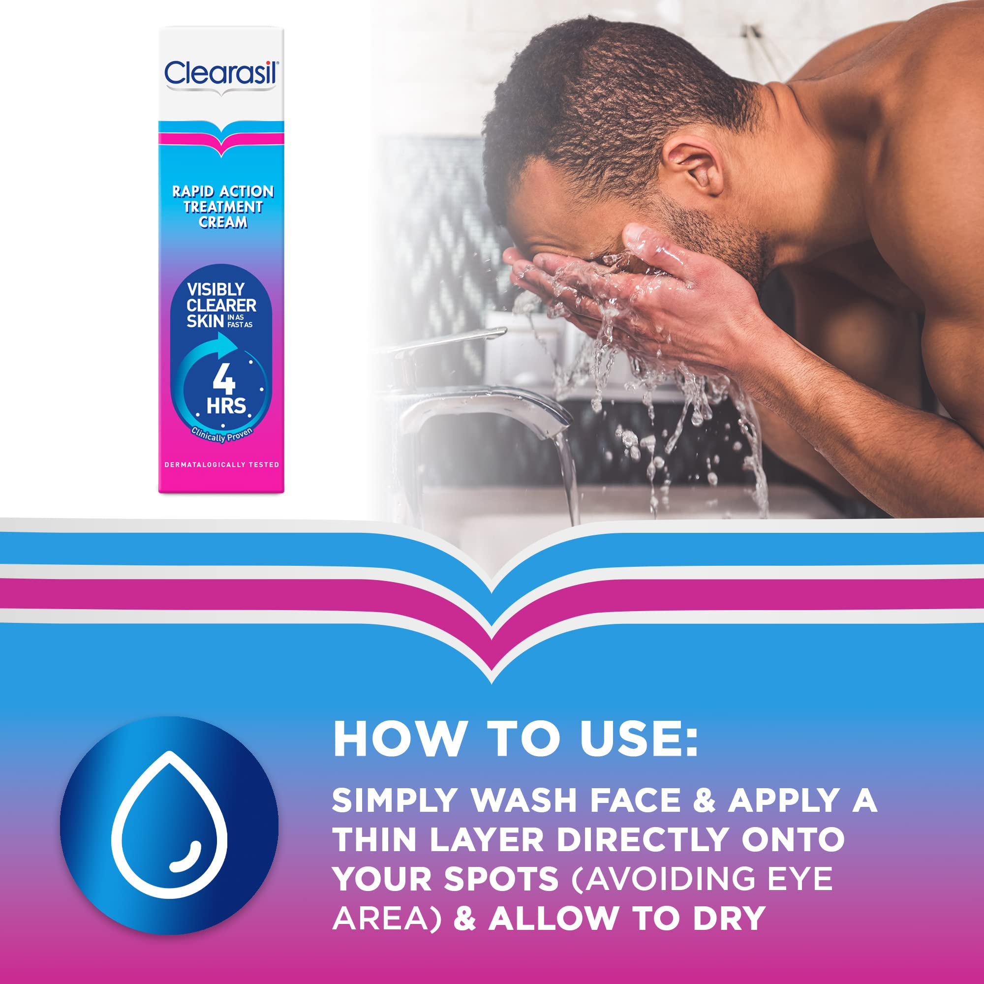 Clearasil Ultra Rapid Action Gel - Salicylic Acid Skin Moisturizer for Adults, Exfoliating & Smoothing, 25ml