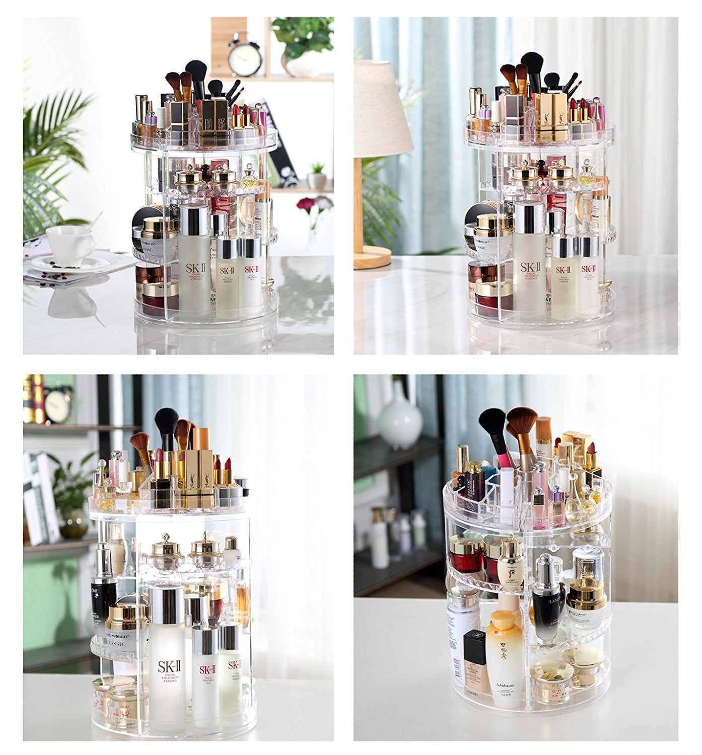 Boxalls Makeup Organiser Rotating -Plus Size, 8 Layer Large Capacity 360 Degree Cosmetics Organiser, Spinning Stand, Clear Skincare Makeup Carousel