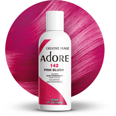 Adore Semi Permanent Hair Color - Vegan and Cruelty-Free Pink Hair Dye - 4 Fl Oz - 142 Pink Blush (Pack of 1)