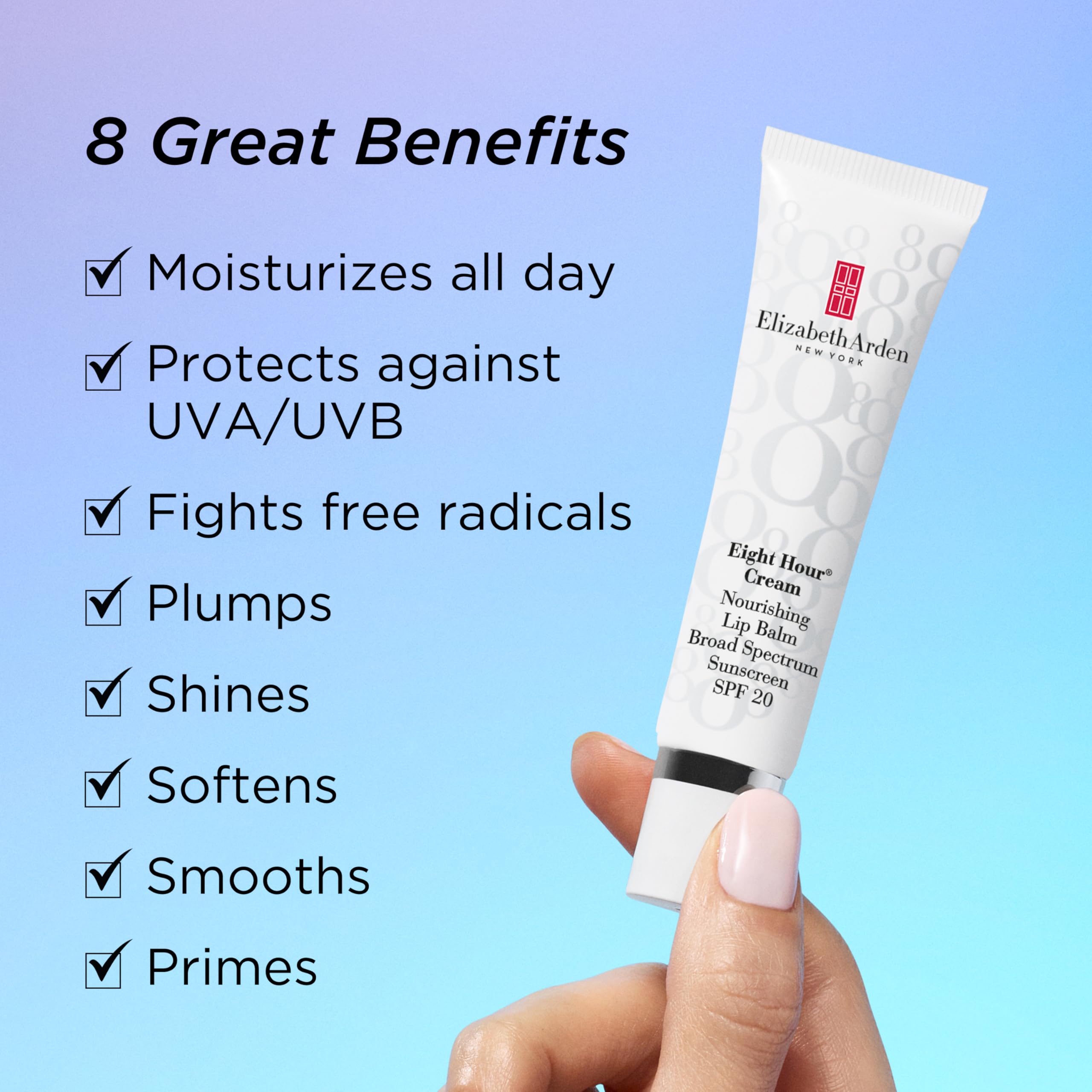 Elizabeth Arden Eight Hour Cream Nourishing Lip Balm SPF 20, 14.8ml, Long-lasting Moisture & Conditioning, Sun Protection for Dry Lips, Unisex