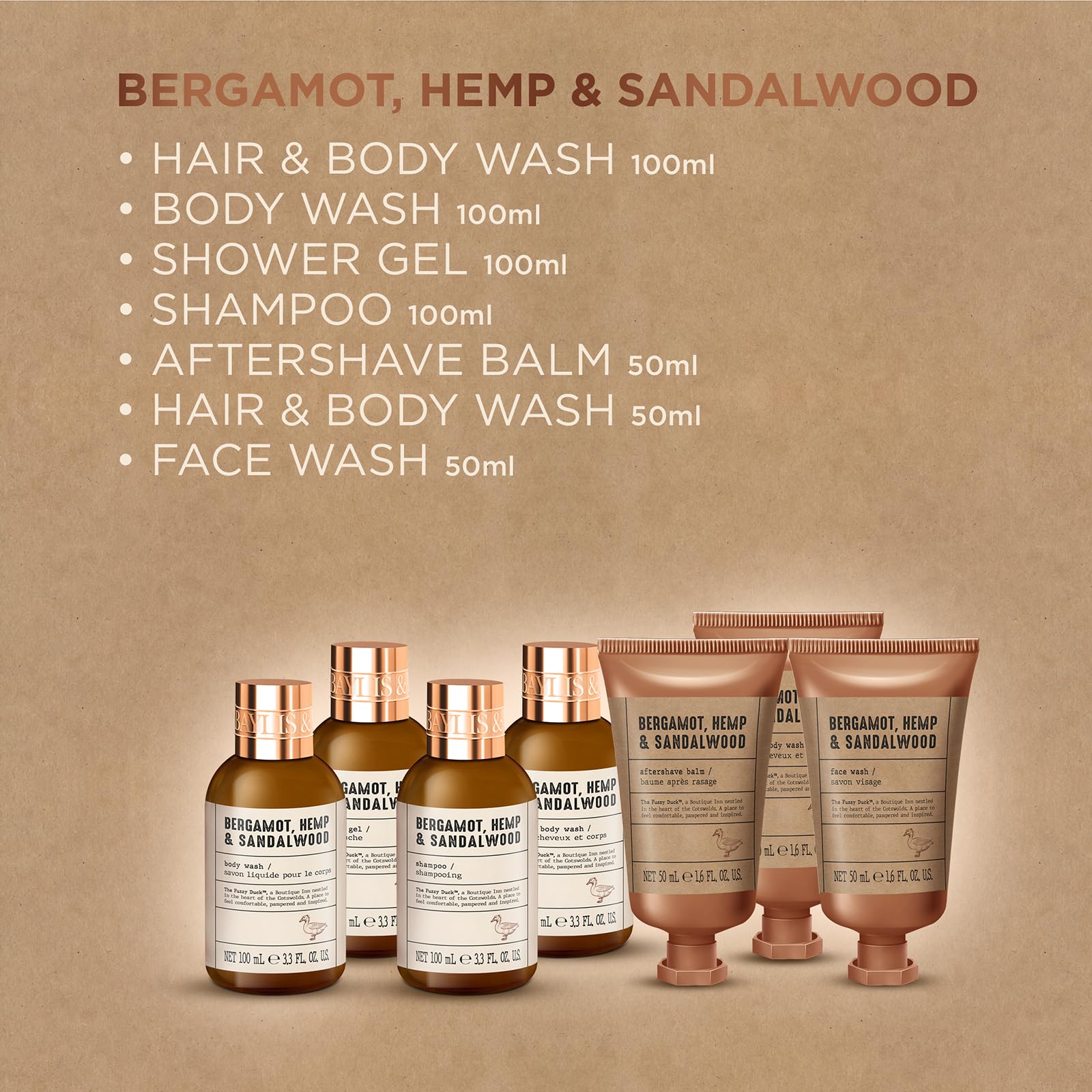 Baylis & Harding Bergamot, Hemp & Sandalwood 7 Day Essentials Gift Set - Vegan Friendly (Pack of 1)