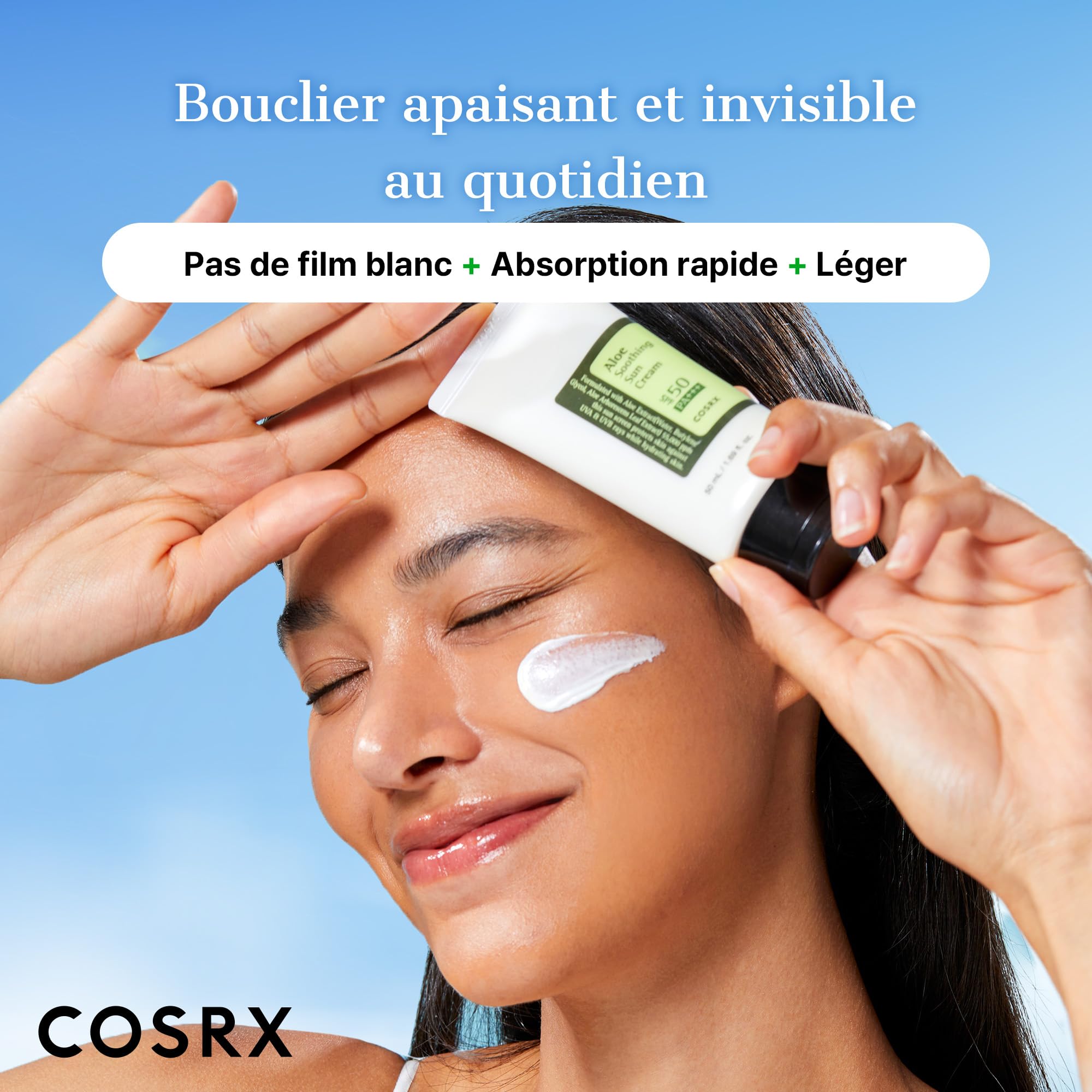 COSRX Aloe Soothing Sun Cream SPF 50+++, Daily Hydrating Sunscreen for Dry Sensitive Skin, UVA&UVB Protection, No White Marks, Sun Moisturiser, Korean Sunscreen, Korean Skincare