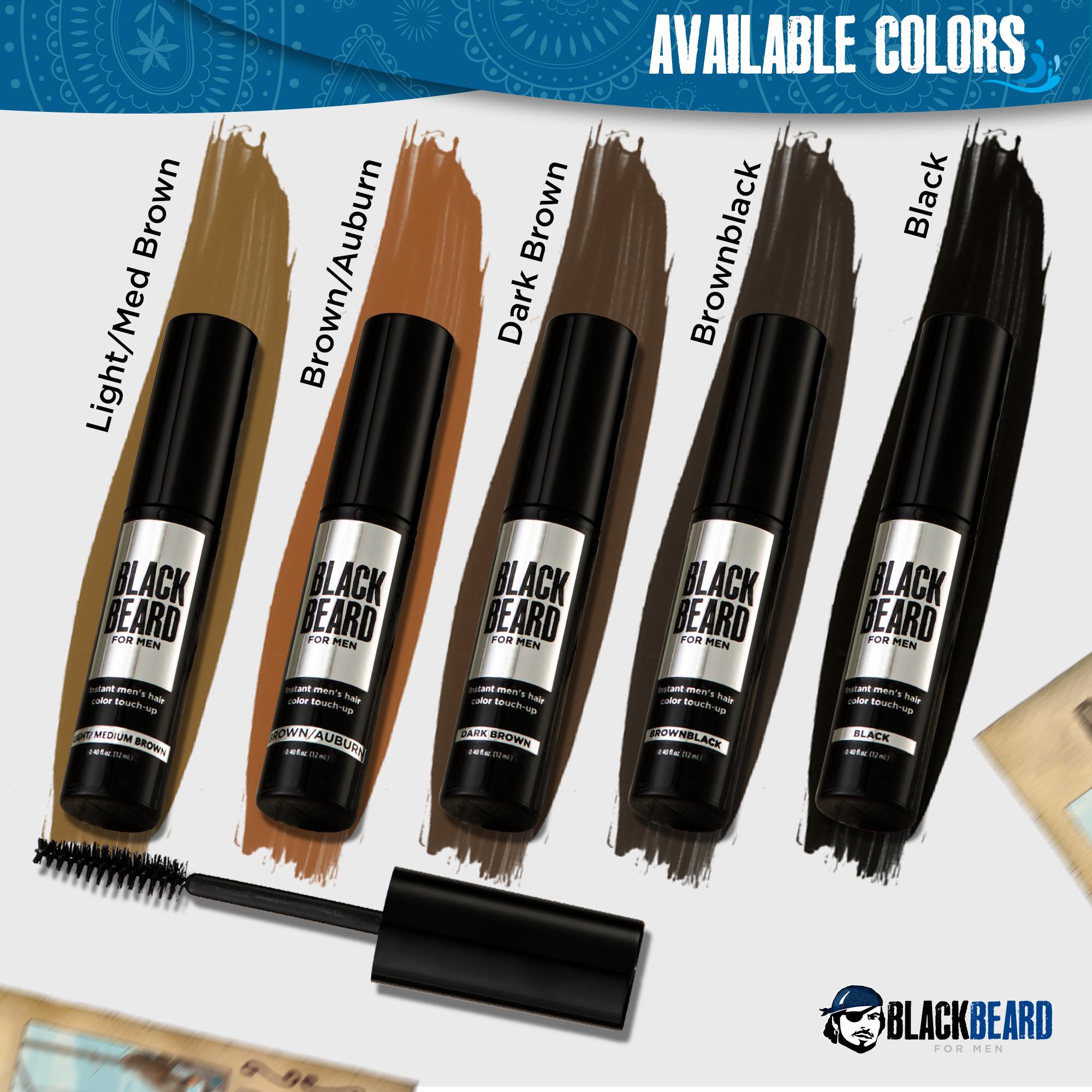Blackbeard for Men - temporary brush on colour 12ml 0.40oz (Dark Brown, 1 Pack)