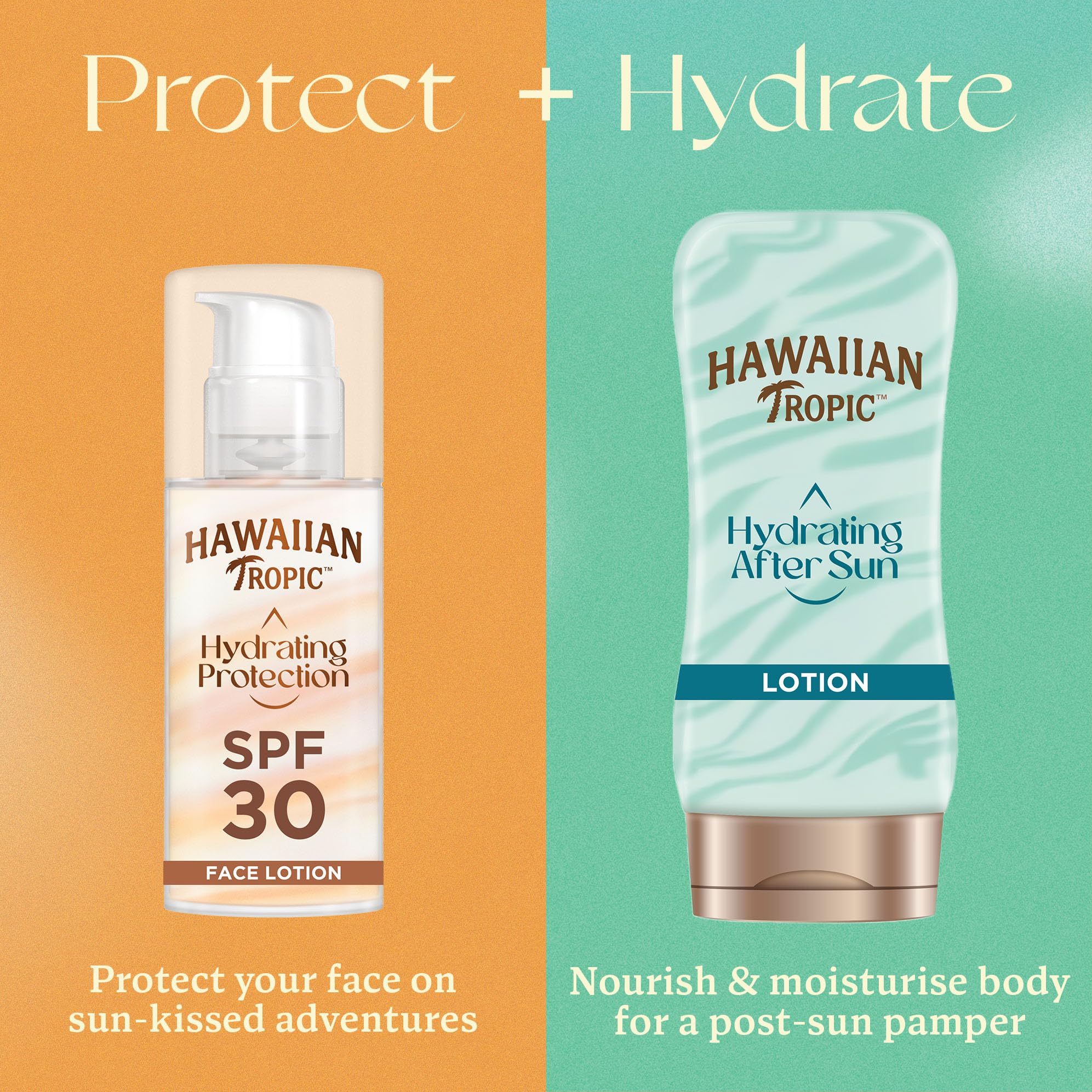 Hawaiian Tropic Hydrating Protection Face Sunscreen SPF 30 UVA plus UVB Protection, 50 ml, 12-Hour Moisturisation, Make Up Compatible, Water Resistant, Vegan