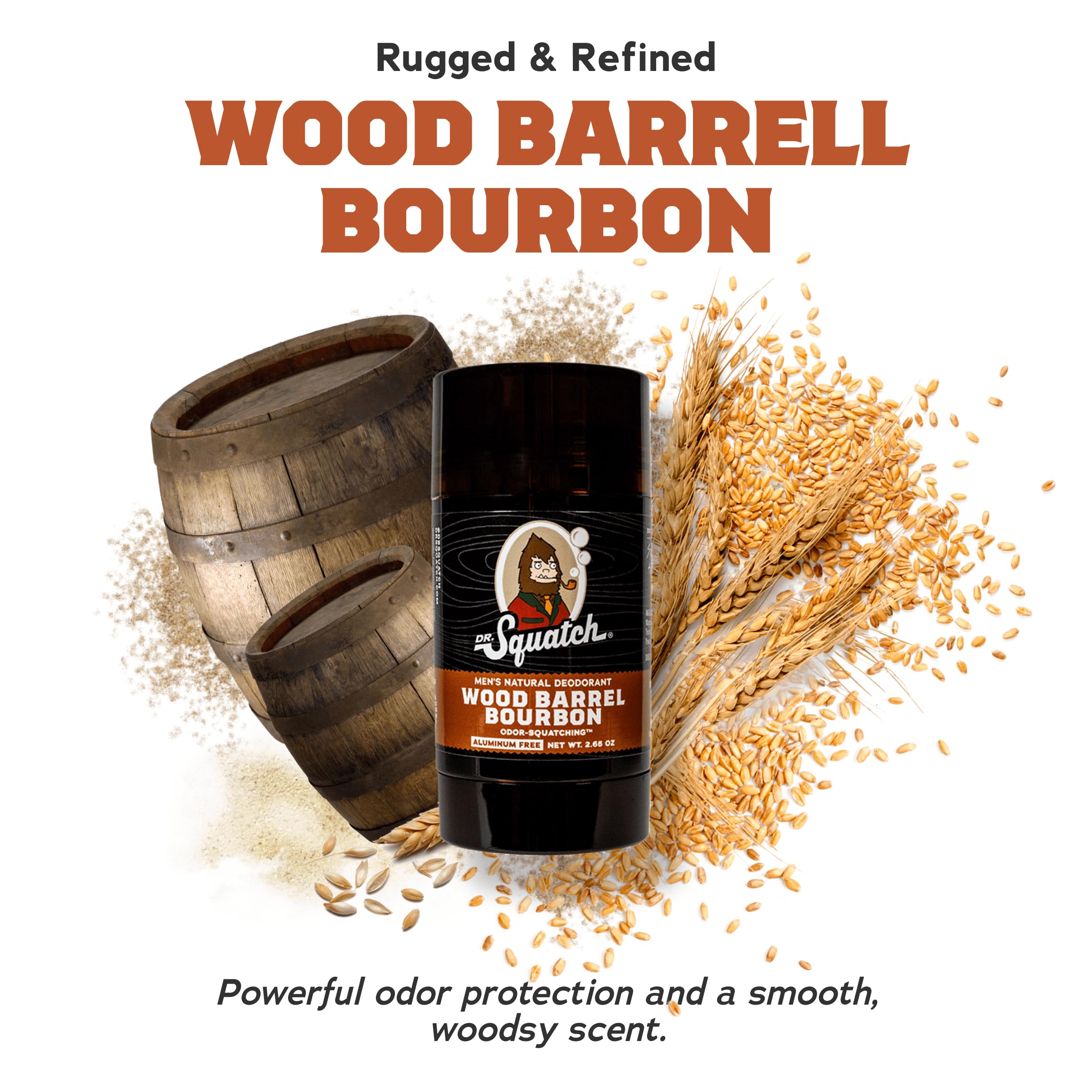 Dr. Squatch Natural Deodorant for Men 2 Pack Wood Barrel Bourbon – Odor-Squatching Men's Deodorant Aluminum Free (2.65 oz, 2 Pack)