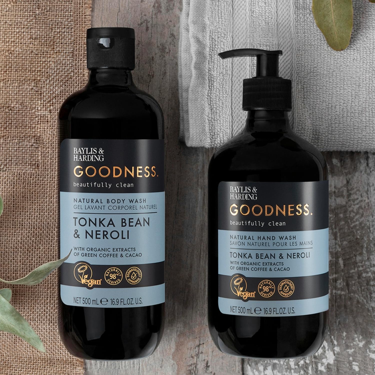 Baylis & Harding Goodness Tonka Bean & Neroli Body Wash, 500 ml (Pack of 3) - Vegan Friendly