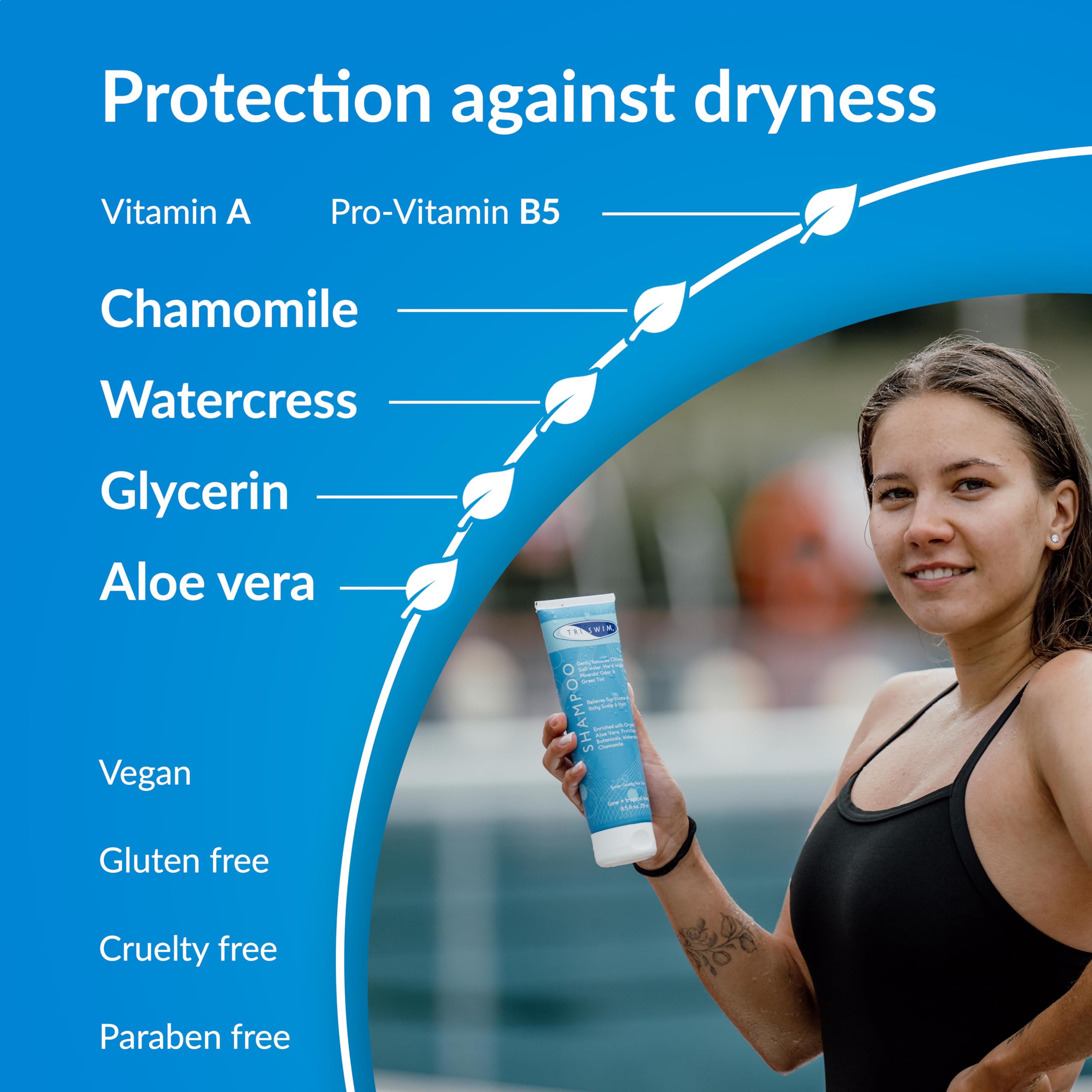 TRISWIM Chlorine Removal Shampoo | After Swim Care | Moisturising Anti-Chlorine Vegan Shampoo For Swimmers | Removes Green Tint | Lime & Mango (251ml)