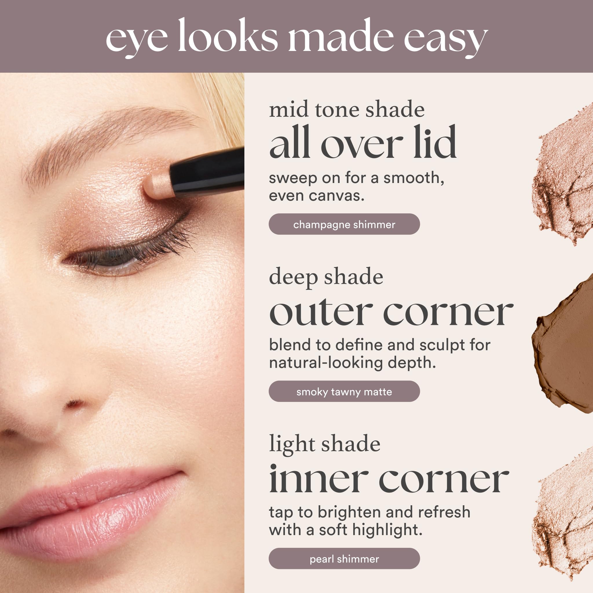 Julep Eyeshadow 101 Crème-to-Powder Eyeshadow Stick (Champagne Shimmer) Long-Lasting, Waterproof Eye Shadow - Blendable, Crease-Proof Eye Shadow Stick with Built-In Smudger - Shimmer Eyeshadow