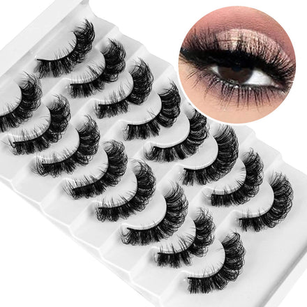 Leipple Mink Lashes Fluffy 8D False Eyelashes Natural Waterproof Thick Fluffy Fake Eyelashes 8 Pairs Cat Eye Lashes(QZ-04)